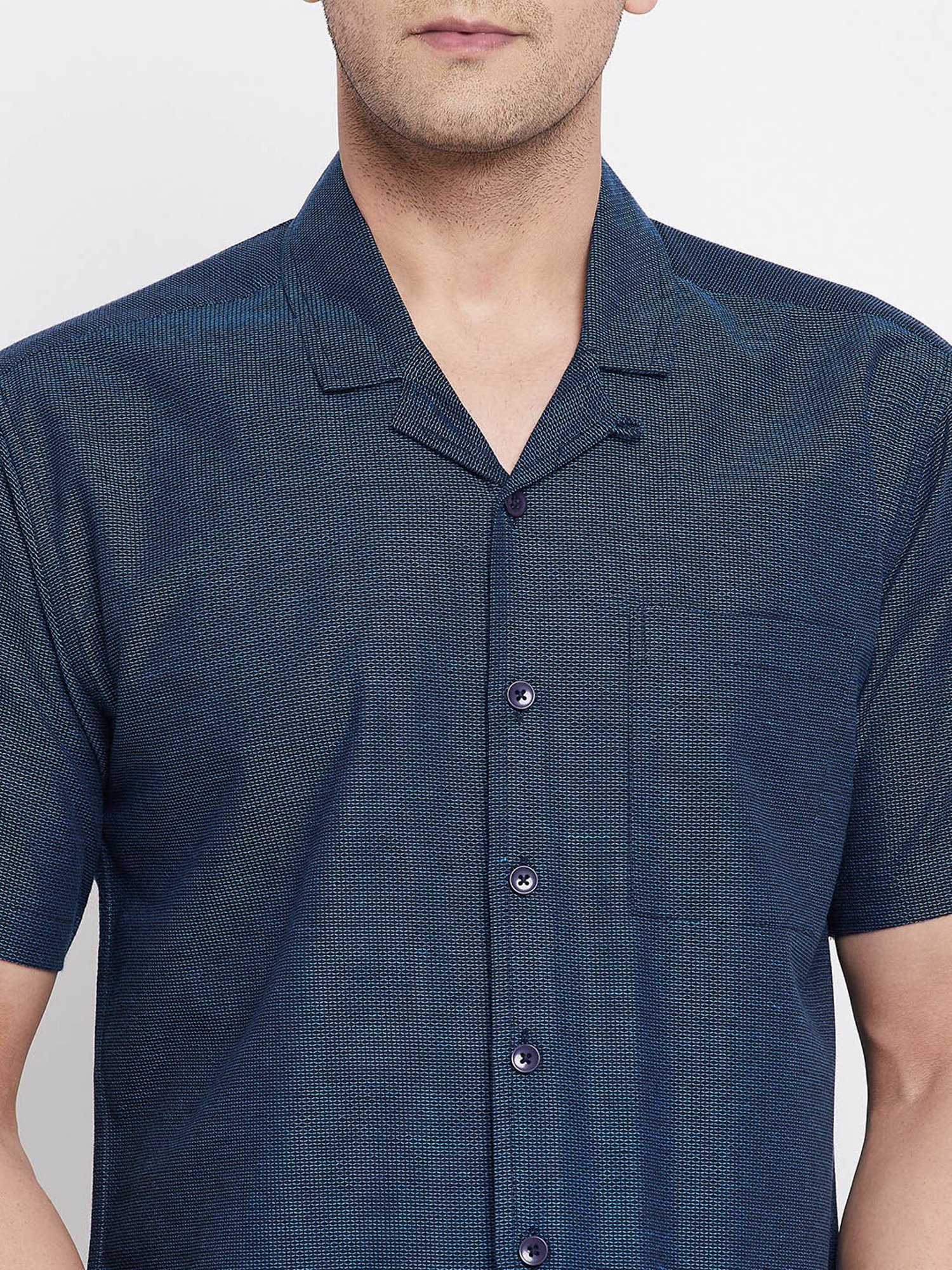 Even Navy Regular Fit Printed Shirt