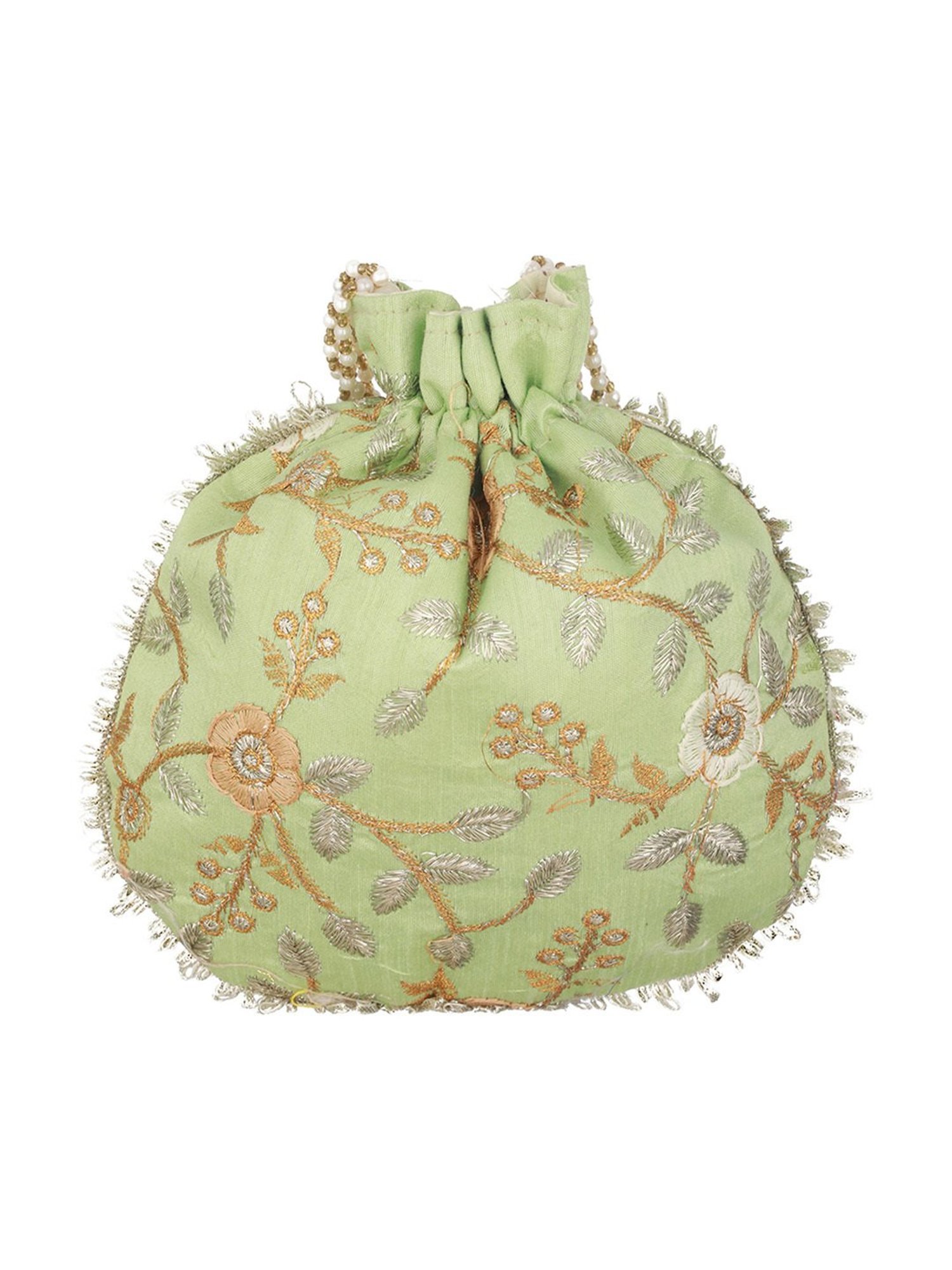 Aatmana Green & Gold Embellished Small Potli