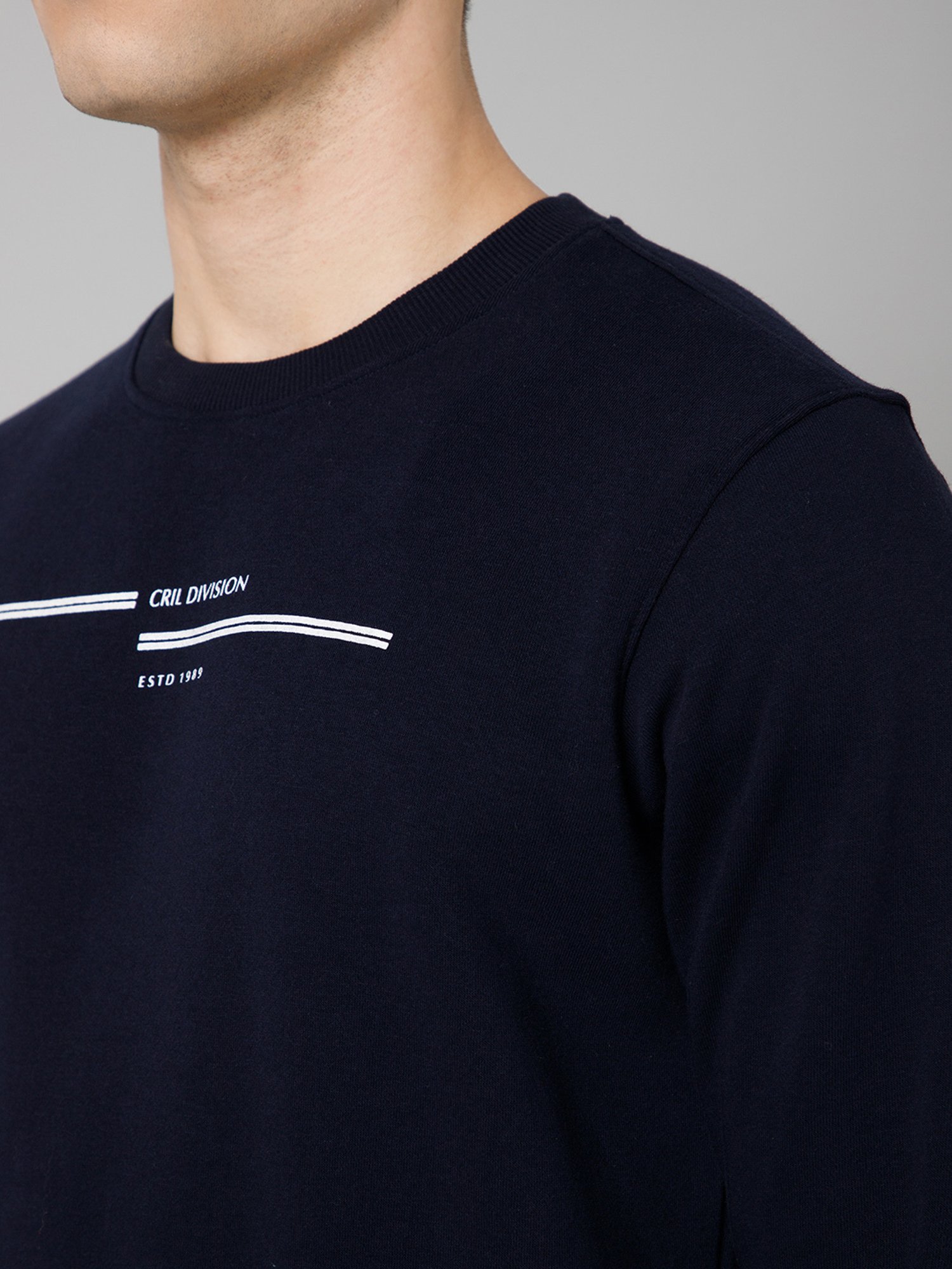 Cantabil Navy Regular Fit Round Neck Sweatshirt