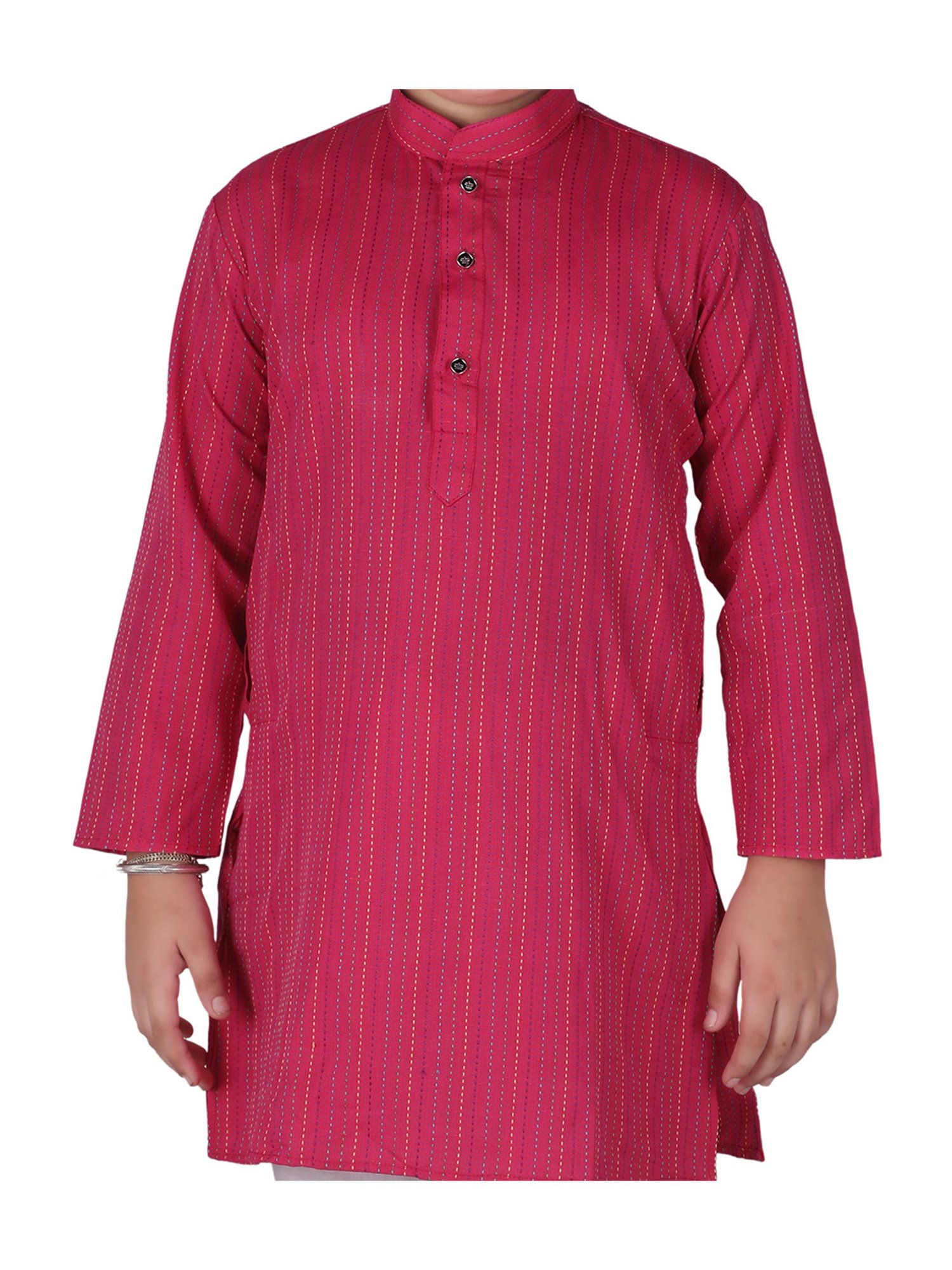 Pro-Ethic Style Developer Kids Pink & White Printed Full Sleeves Kurta with Pyjamas