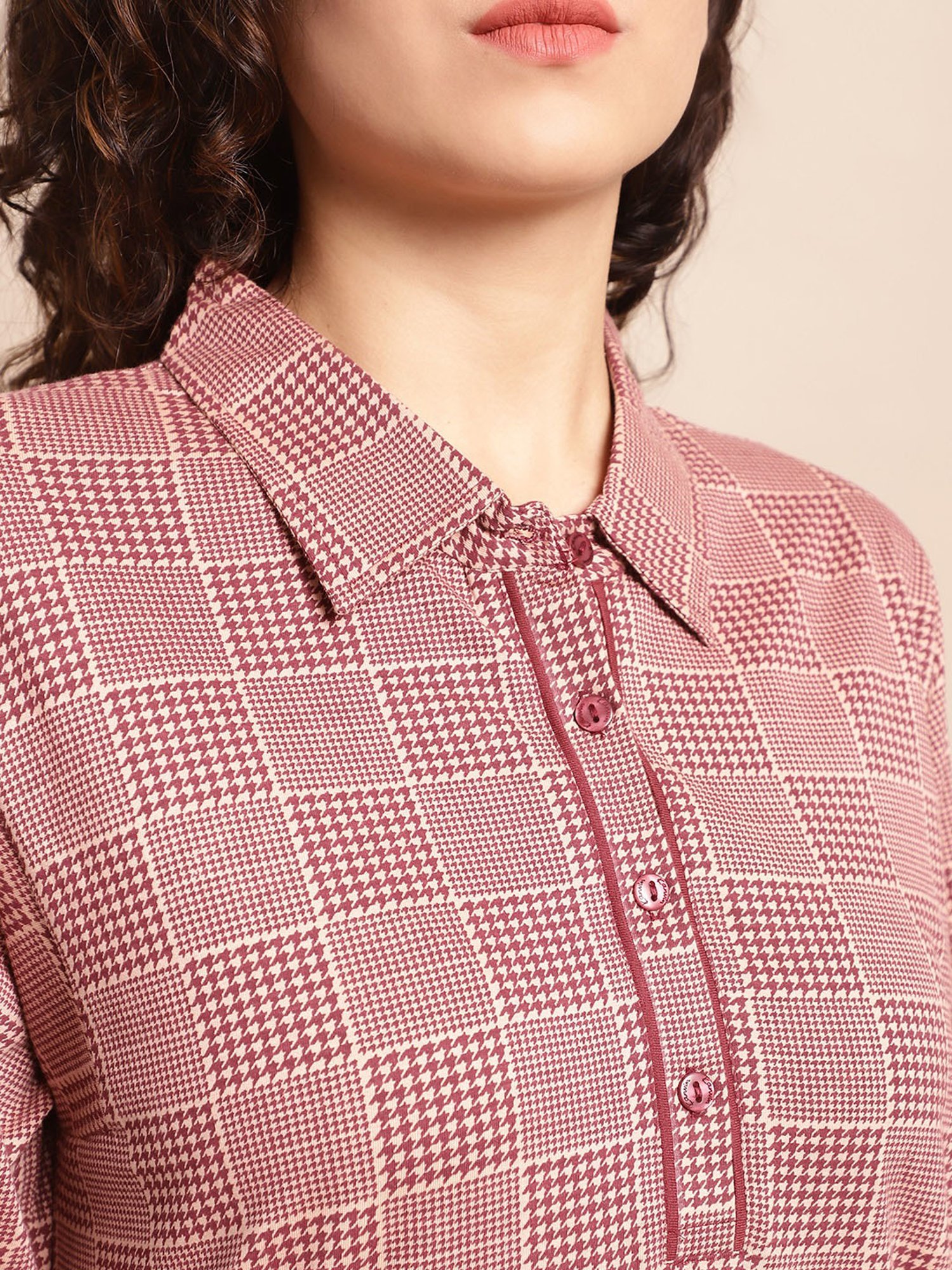 Kanvin Maroon Printed Tunic With Pyjamas