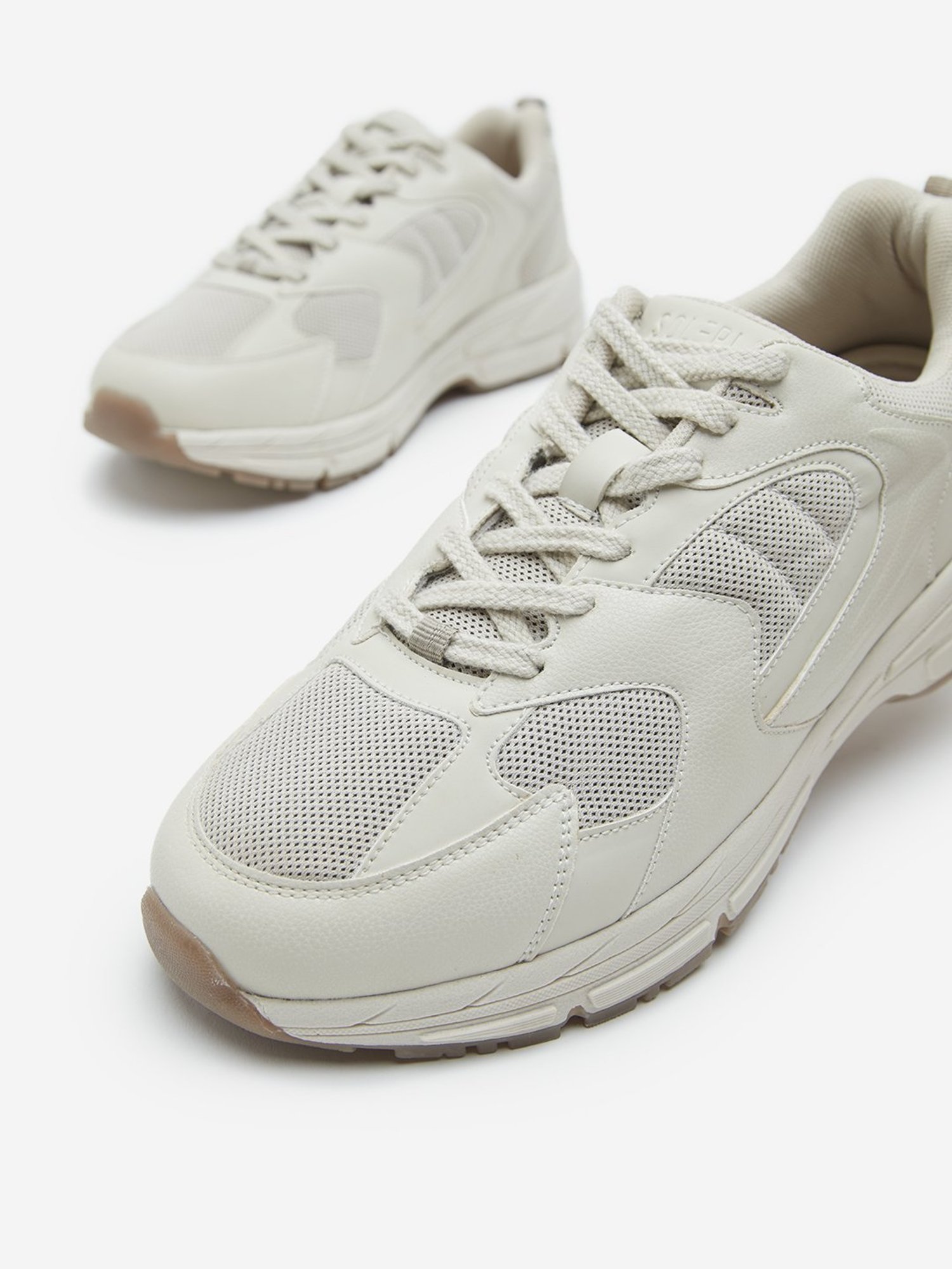 SOLEPLAY by Westside Off-White Lace-Up Mesh Sneakers