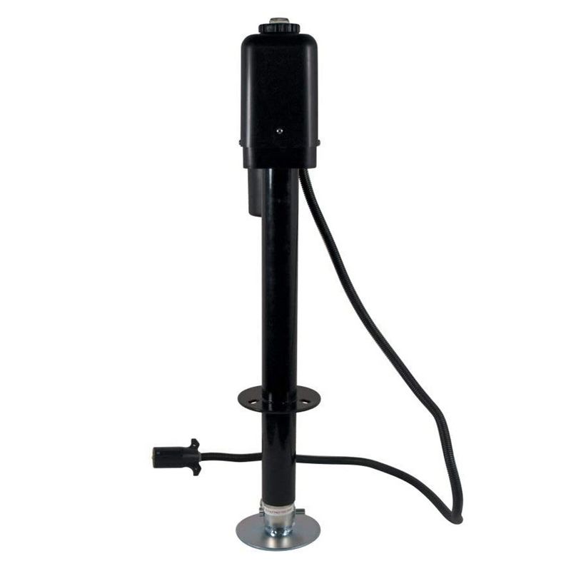 Quick Products JQ-3500B-7P 2.25 Inch 3,650 Pounds Electric Tongue Jack with 7 Way Plug, LED Working Light and Manual Crank Override for Trailers
