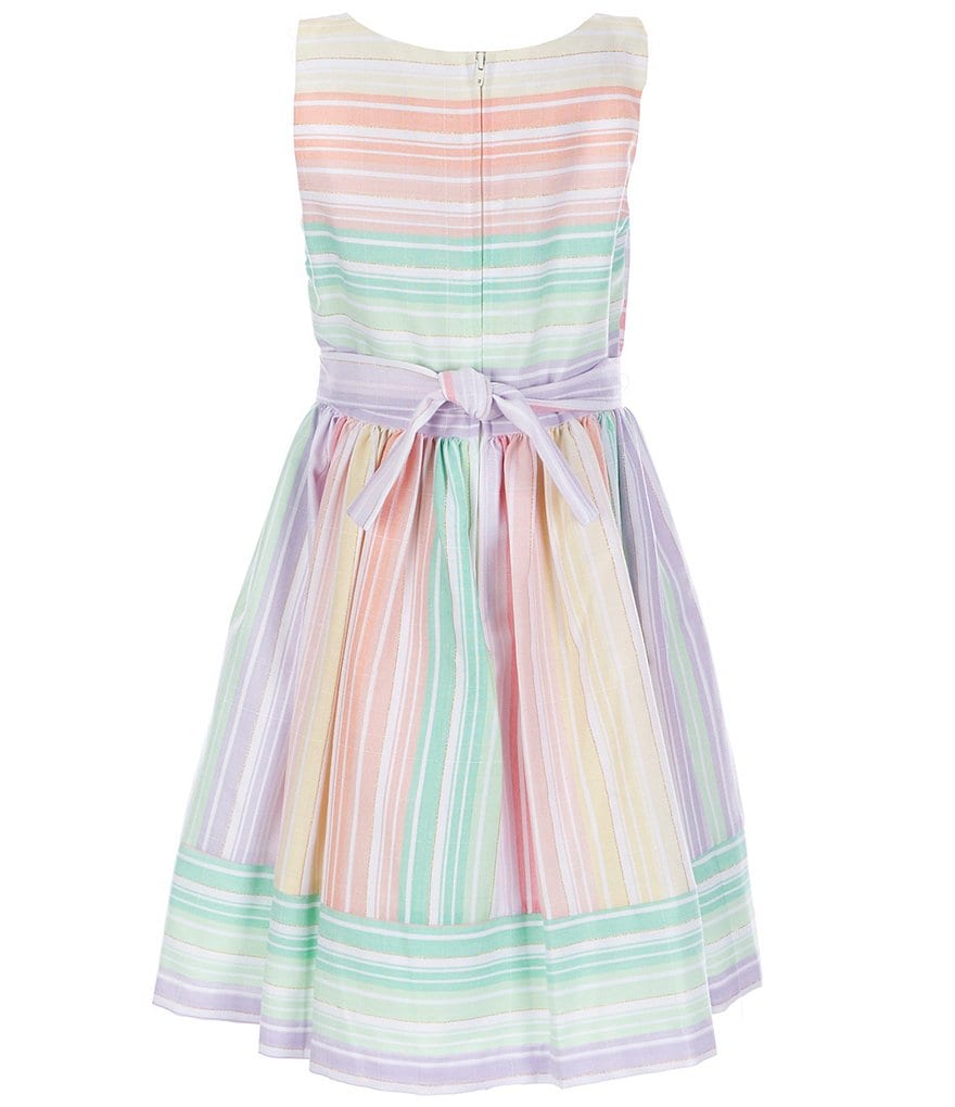 Bonnie Jean Big Girls 7-16 Metallic Border-Stripe Fit-And-Flare Dress