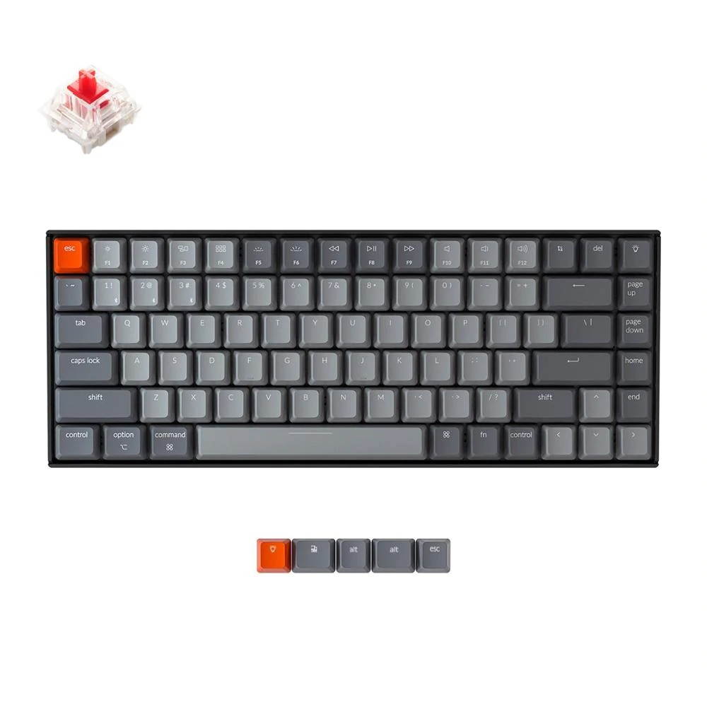 Keychron K2 A V2 Bluetooth Mechanical Keyboard w/ Gateron Red Switch/White LED Backlit 84 Key Wireless Keyboard for Mac Windows