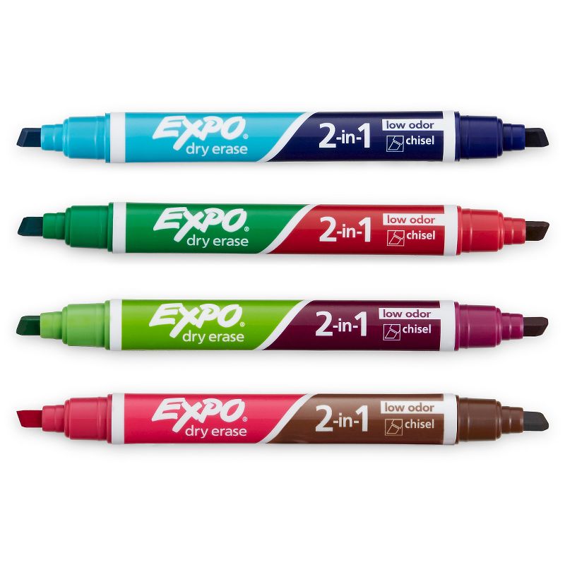 4pk Dry Erase Marker 2-in-1 Chisel Tip Multicolor - Expo