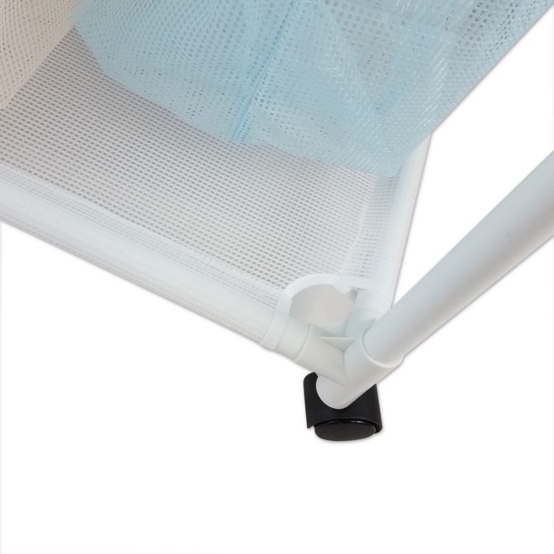 Homz 4540010 6 Load Capacity Double Mesh Sorter Laundry Basket Portable Organizer Hamper with Removable Bags with Wheels, Blue and White