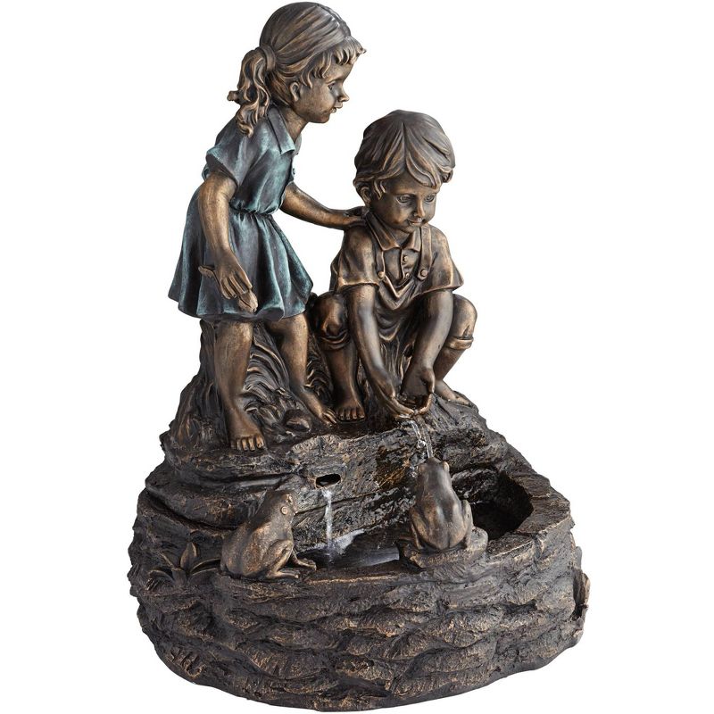 36" Kids Reading with Lamp Water Fountain with LED Lights and Bronze Finish Brown - Hi-Line Gift