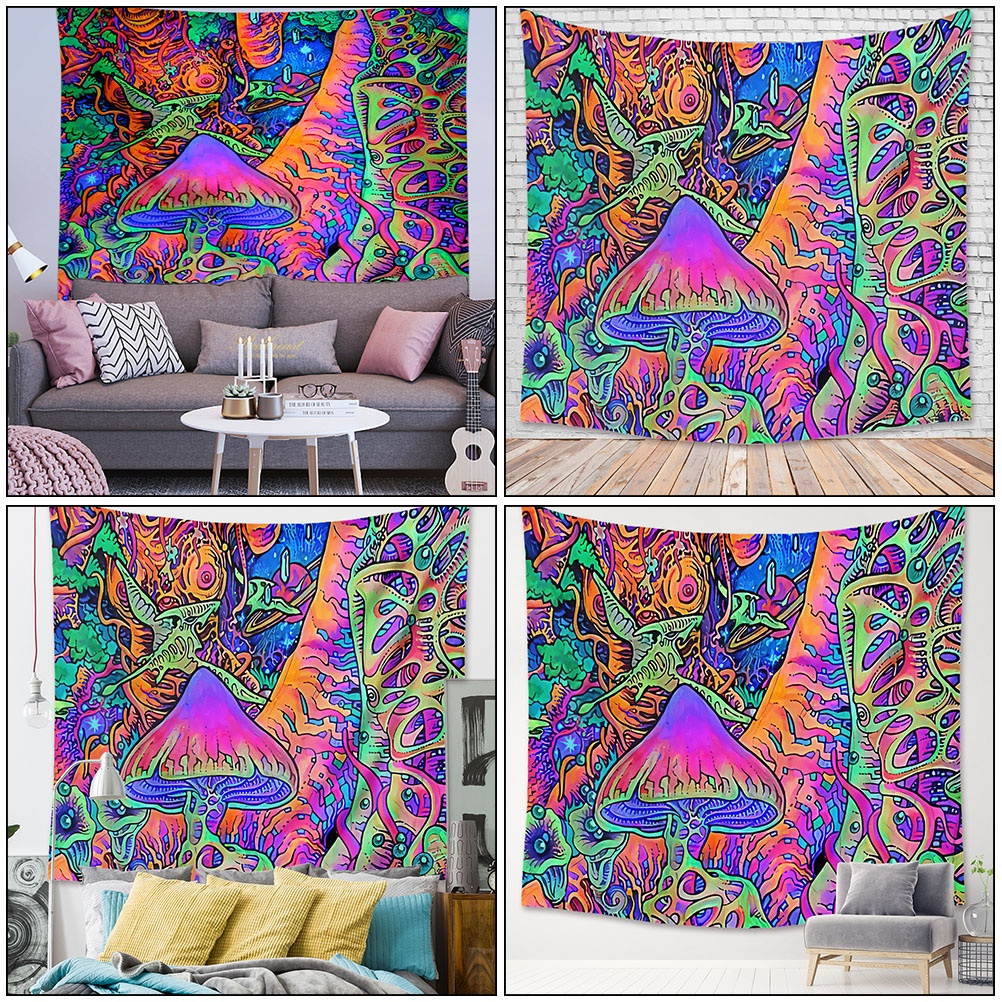 Mushroom Printed Tapestry Unique Background Cloth Hanging Cloth Decoration