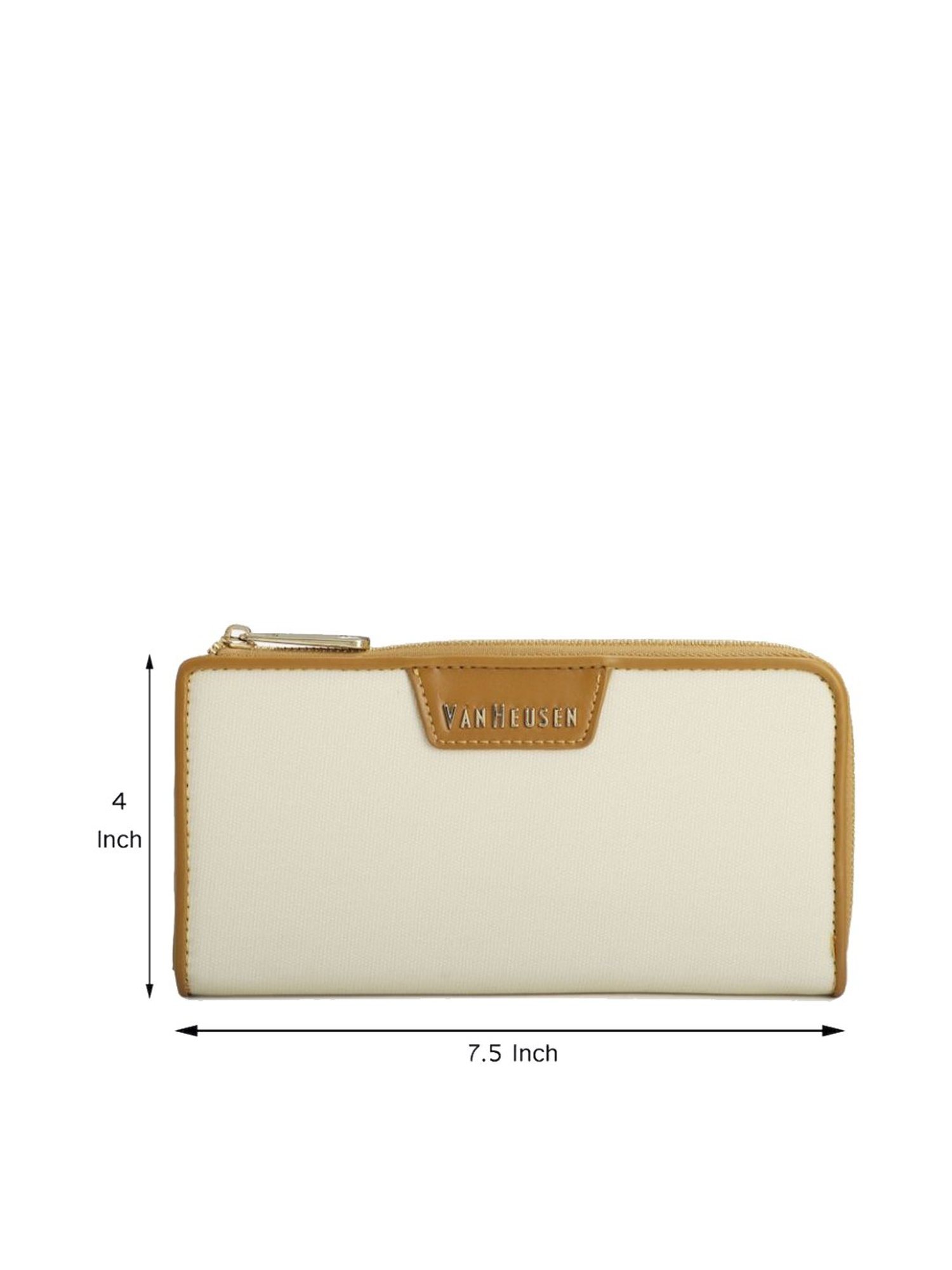 Van Heusen White & Yellow Solid Zip Around Wallet for Women