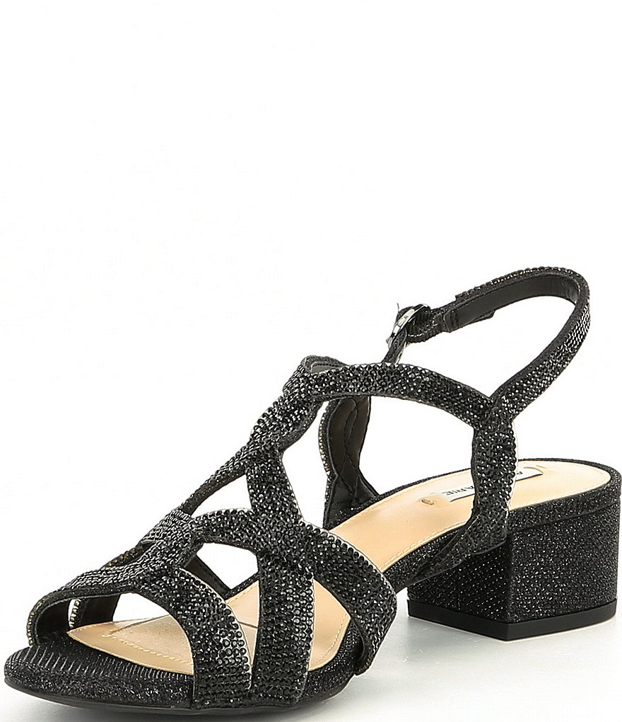 Alex Marie Crennan Rhinestone Strappy Block Heel Dress Sandals