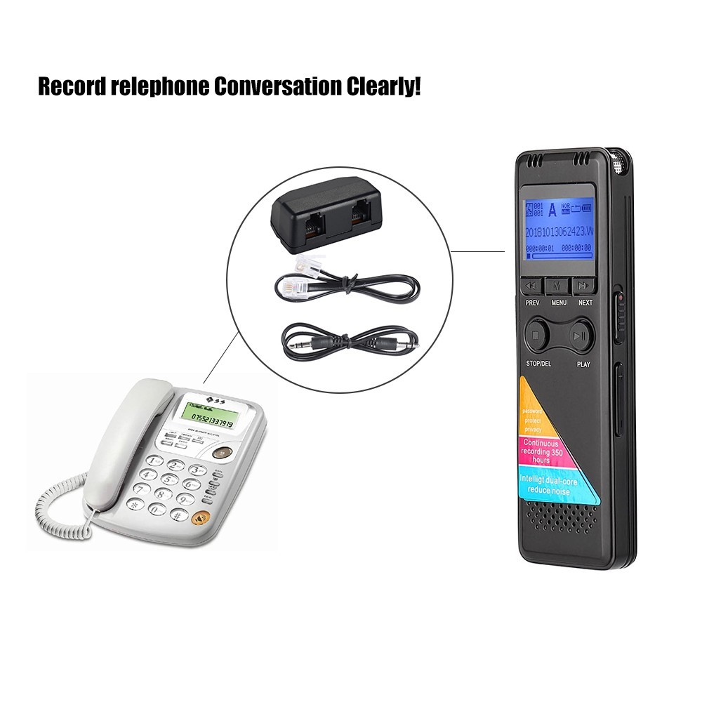 Professional Digital Voice Recorders High Definition Lossless Sound Quality Phone Recording Circulating A-B Repeating Noise Reduction Function 8GB Memory