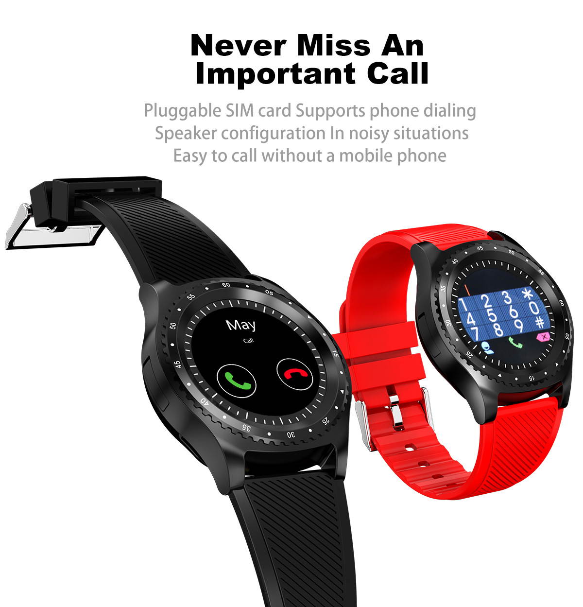 Smart Watch fashion  BT music facebook Player Camera Calendar Stopwatch Sync Compatible with iPhone and Android Red ZNSB-L9-R