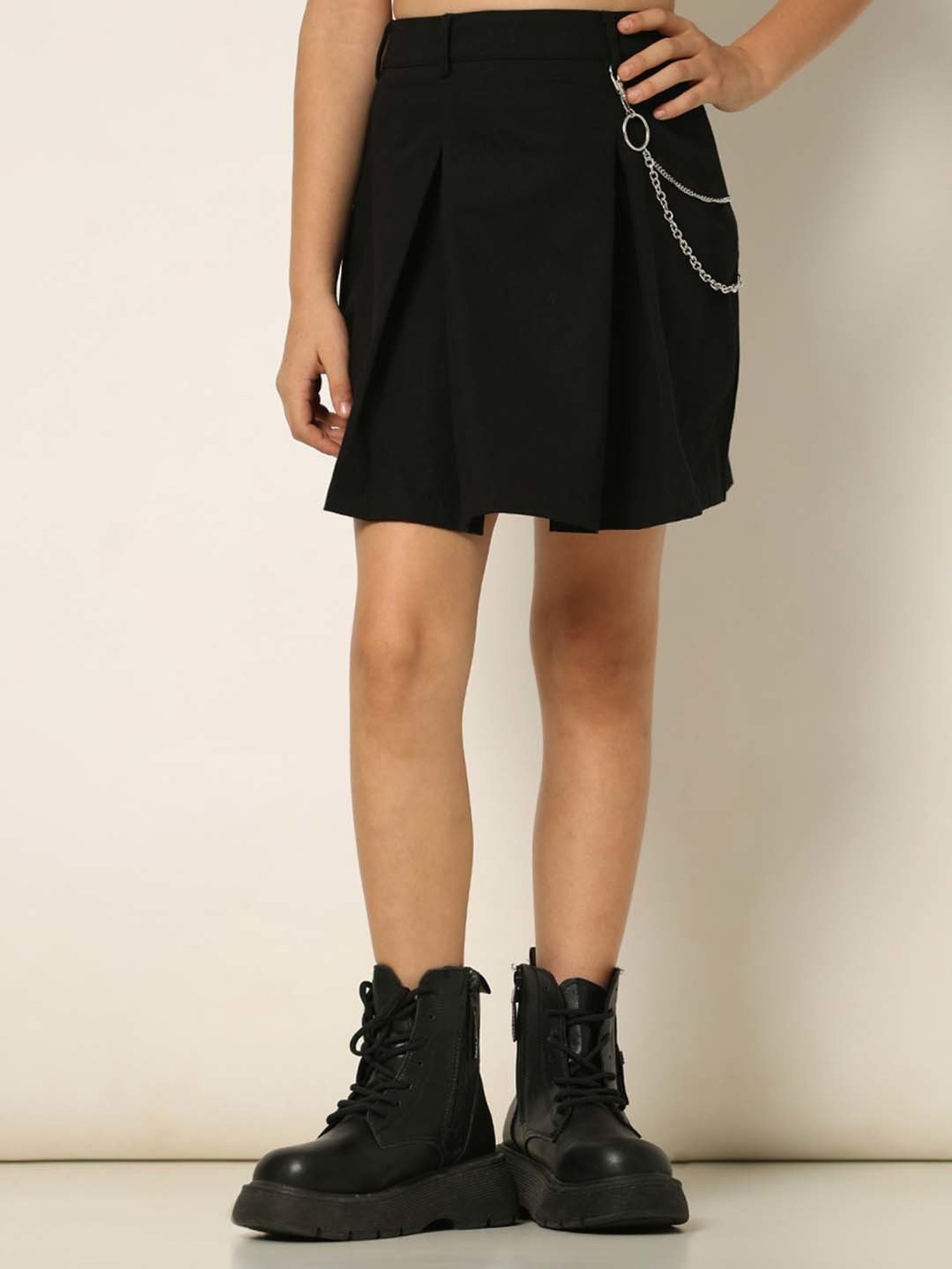 VERO MODA GIRL Black Cotton Regular Fit Skirt
