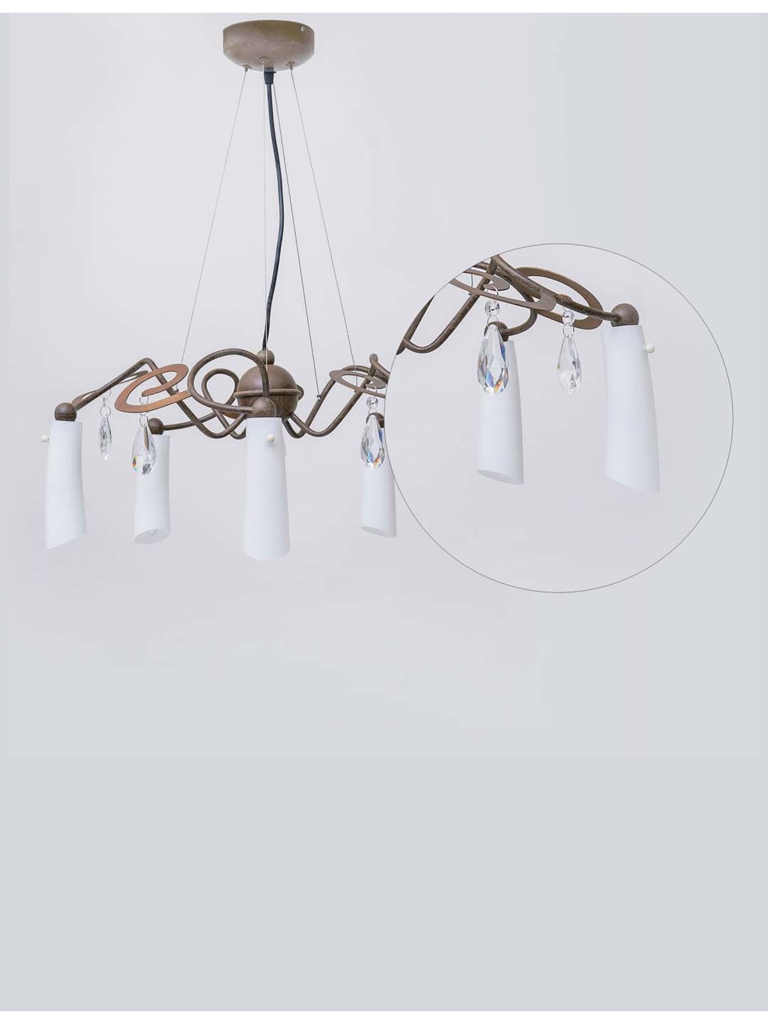 Kapoor E Illuminations 'Nolan' White & Brown Metal 5-In-1 Chandelier