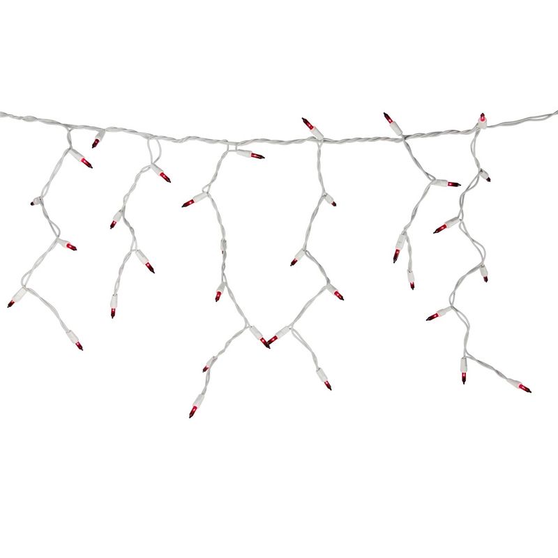 Brite Star Set of 100 Red Mini Icicle Christmas Lights - 7.8ft White Wire