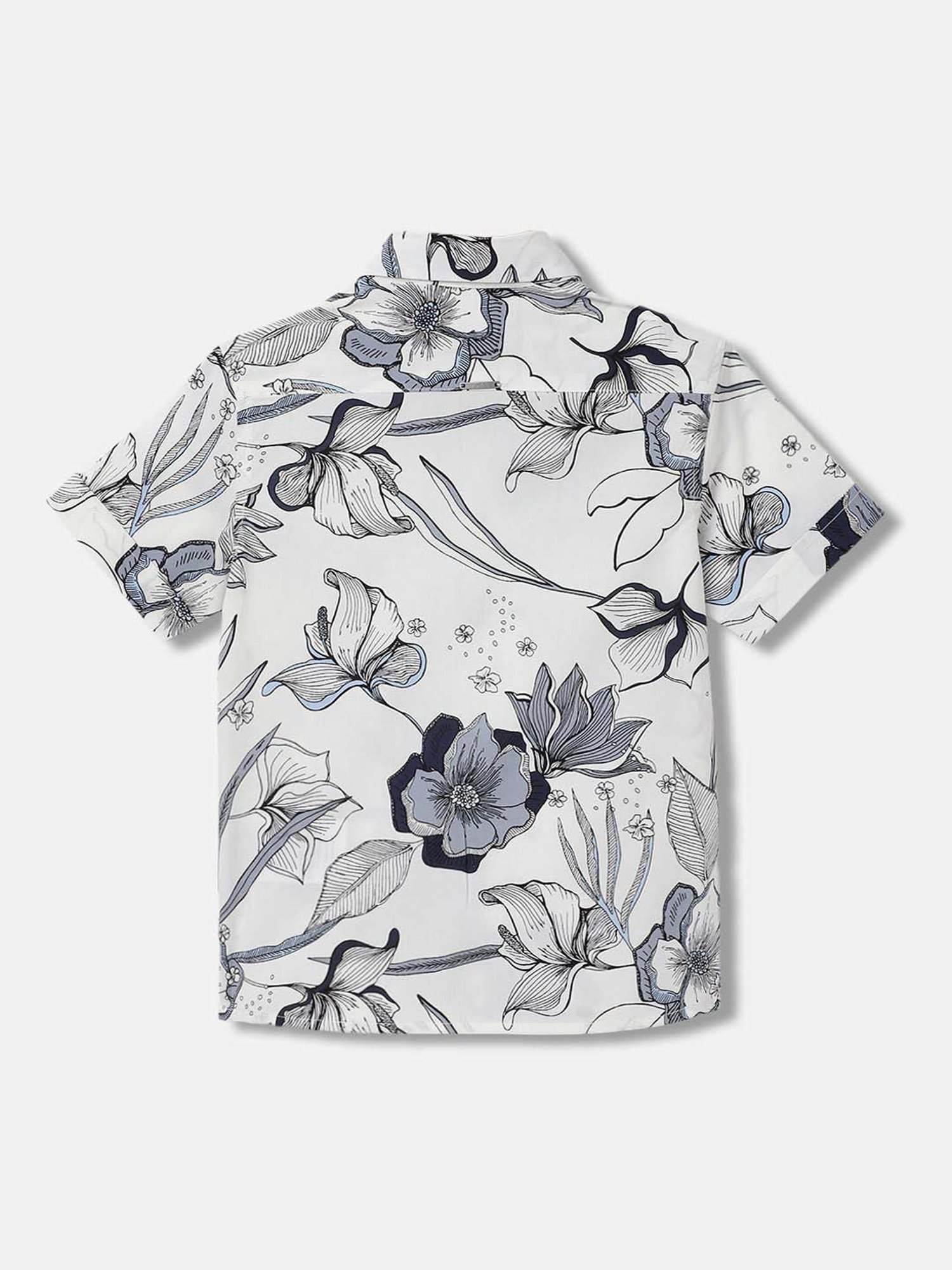 Antony Morato Kids White & Blue Floral Print Shirt