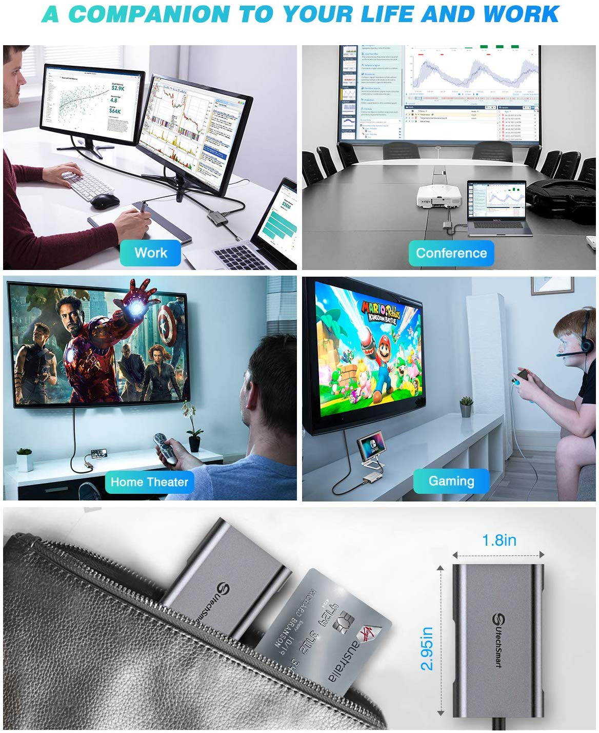 USB C to SD/MicroSD Card Reader, Nurbenn USB Type C[Thunderbolt 3] SD Adapter Compatible for MacBook Pro, MacBook,MacBook Air/iPad Pro 2018, Samsung Galaxy S10/S9/S8, Surface Book 2 and More - Gray