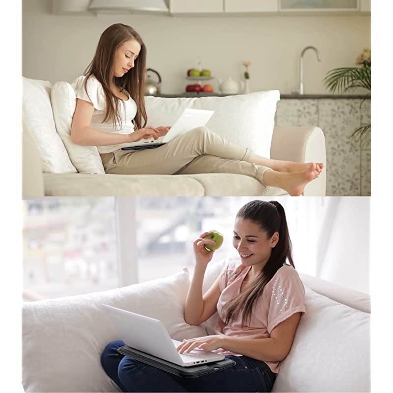 Portable Laptop Lap Pad Laptop Desk with Retractable Mouse Tray AntiSlip Heat Shield Notebook Computer Stand Table Working Station for Home Office Recliner Business and Travel