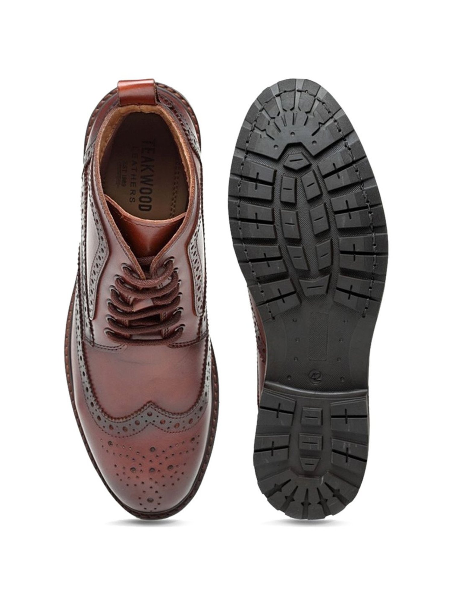 Teakwood Leathers Men's Wine Brogue Boots