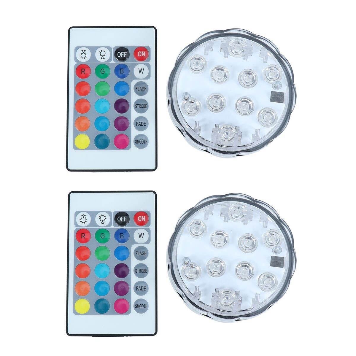 2Pcs LED Remote Control Diving Light Candle Light Decoration Use Swimming Pool Underwater Light with 2PCS 21 Keys Remote Control