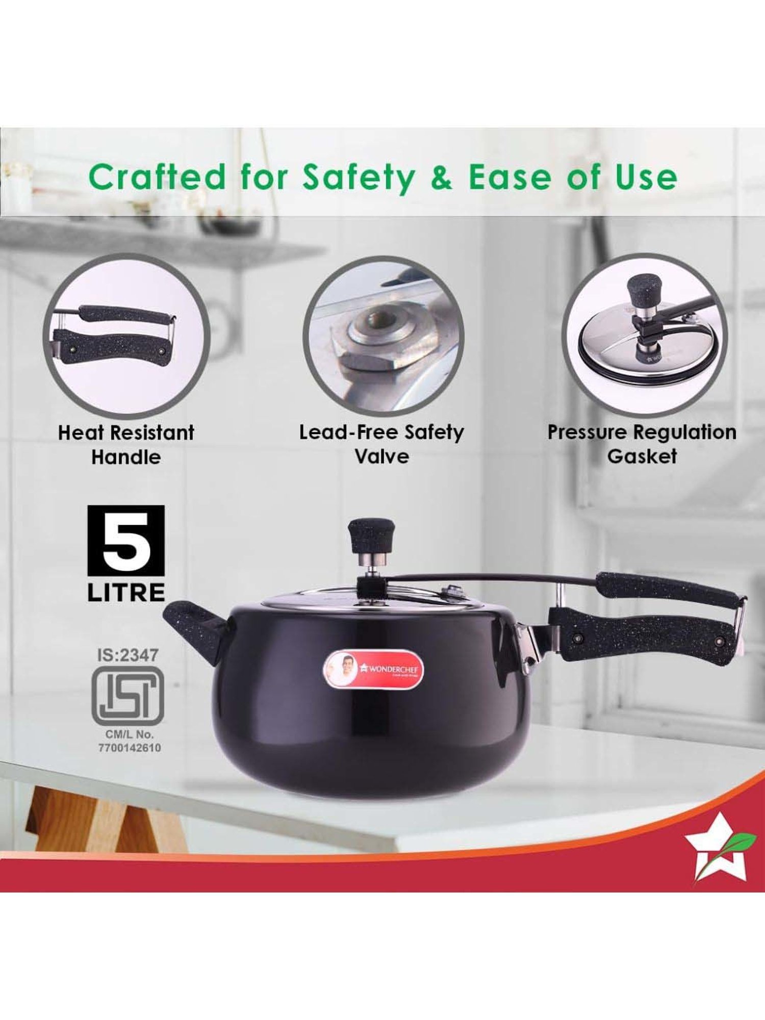 Pigeon Silver Stainless steel Pressure Cooker (10 L)