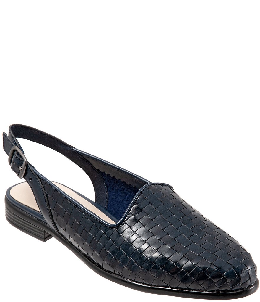 Trotters Lena Woven Leather Slingback Flats