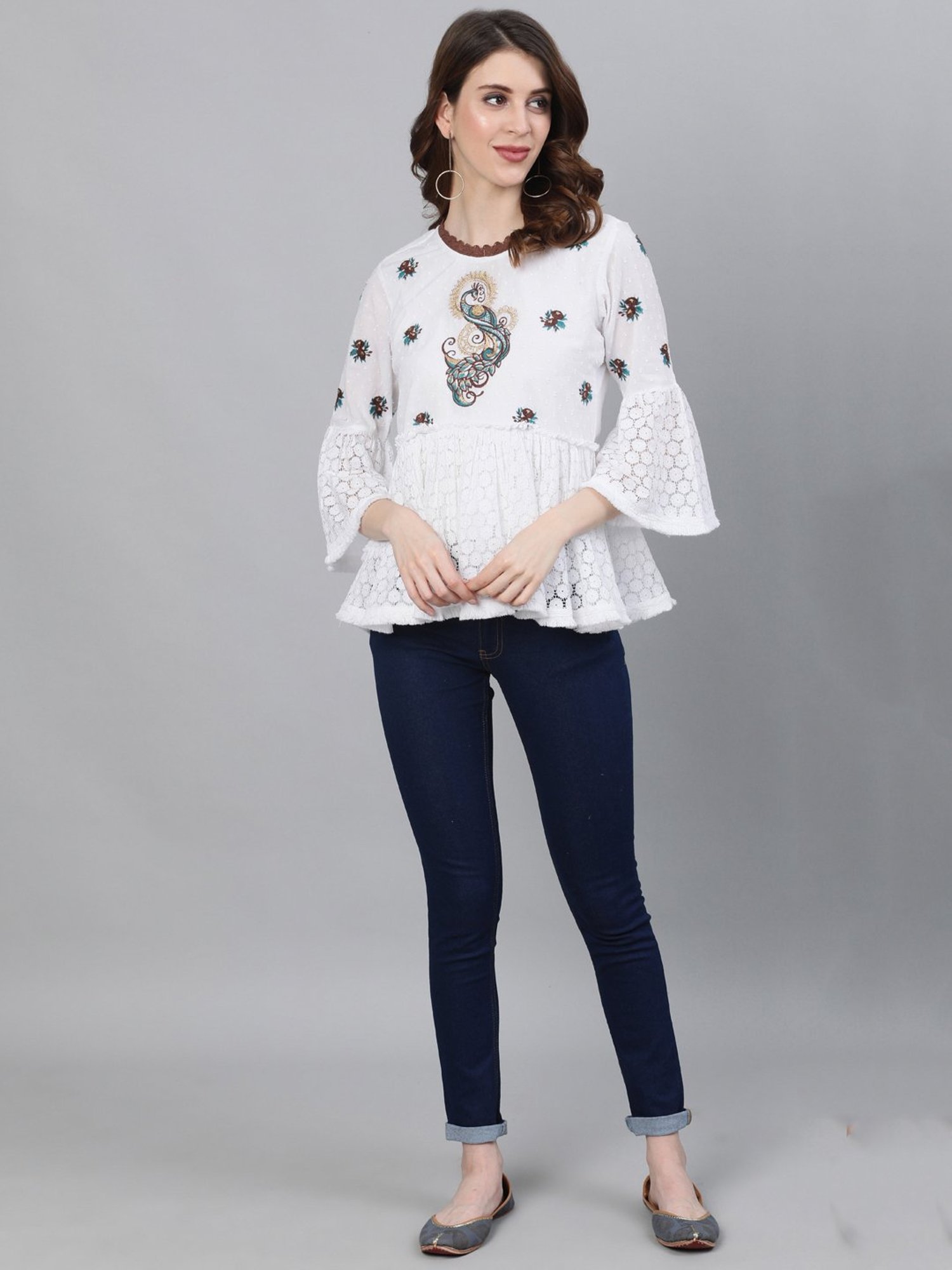 Ishin White Embroidery Top