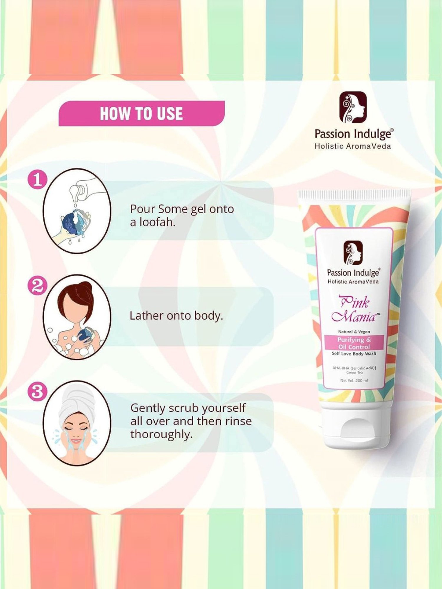 Passion Indulge Pink Mania Purifying & Oil Control Self Love Body Wash - 200 ml