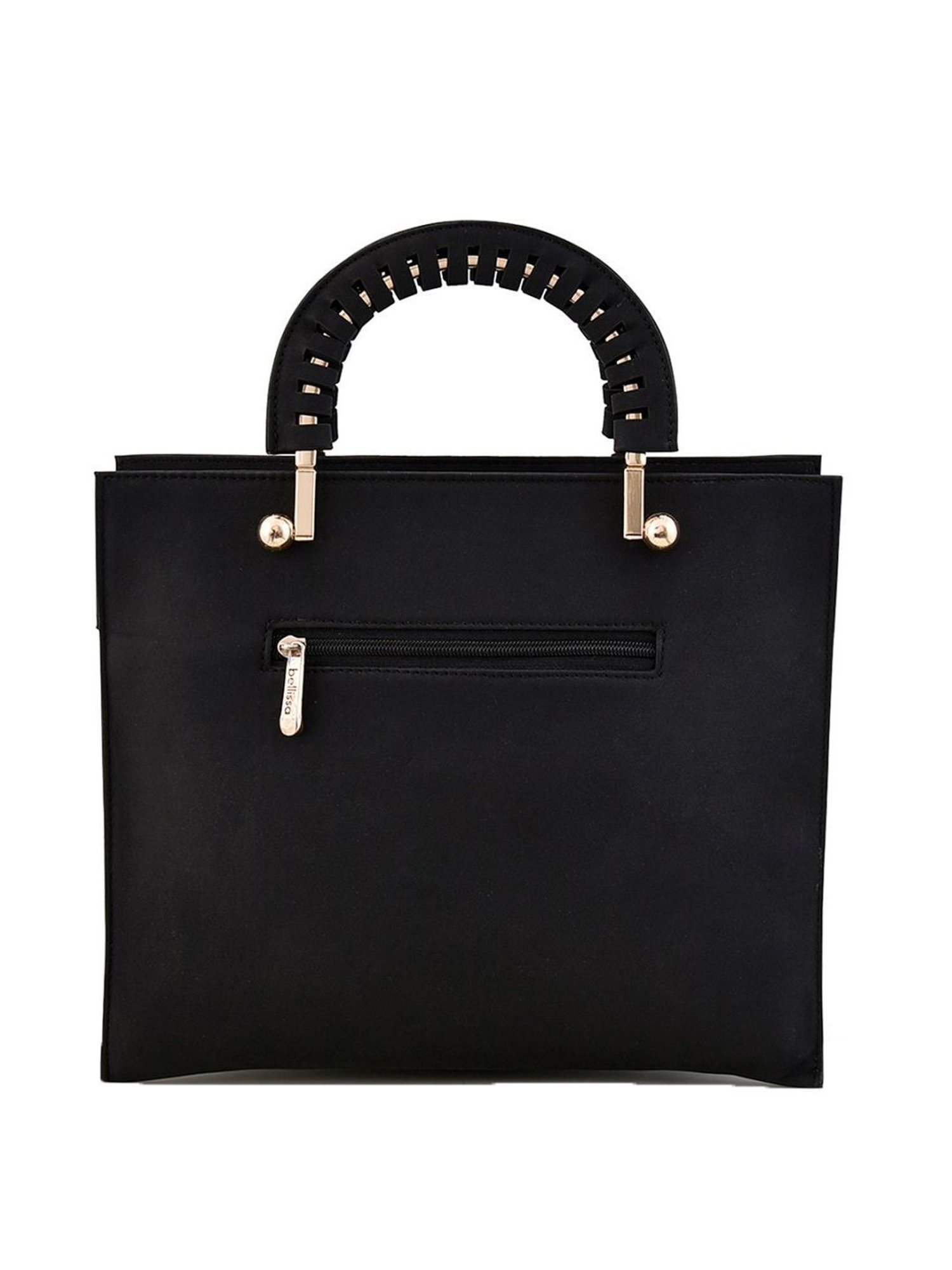 Bellissa Black Solid Medium Elegant Handbag