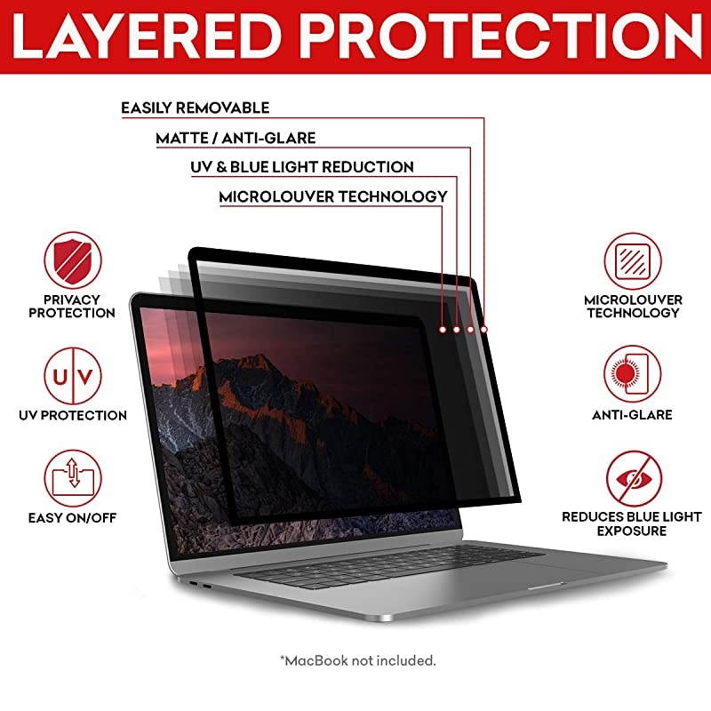 Easy On/Off Privacy Screen for MacBook 12 Inch (2015, 2016, 2017) | Laptop Privacy Filter and Anti-Glare Protector