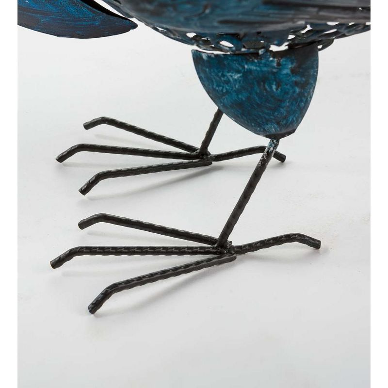 Wind & Weather Vibrant Metal Peacock Birdbath with Glass Bowl