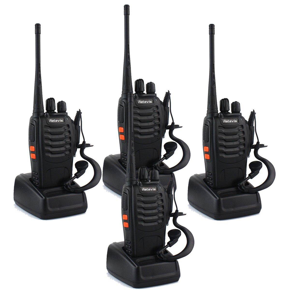 Retevis H-777 Walkie Talkies UHF 400-470MHz 16CH Flashlight 2 Way Radio with Earpiece(4 Pack)