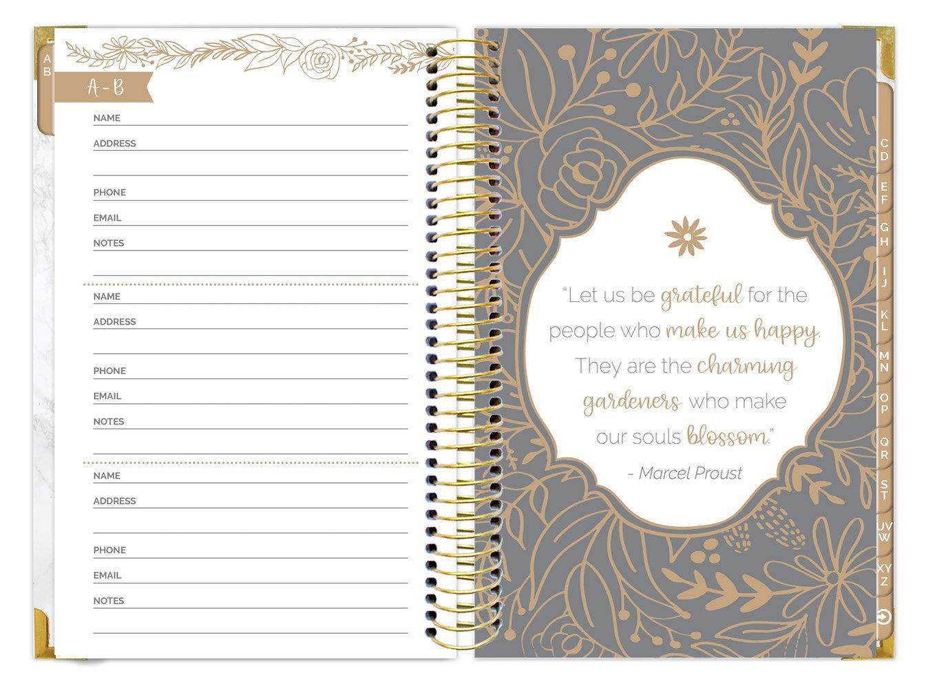bloom daily planners New and Improved Hard Cover Contacts/Address Book - 6" x 8.25" - Marble