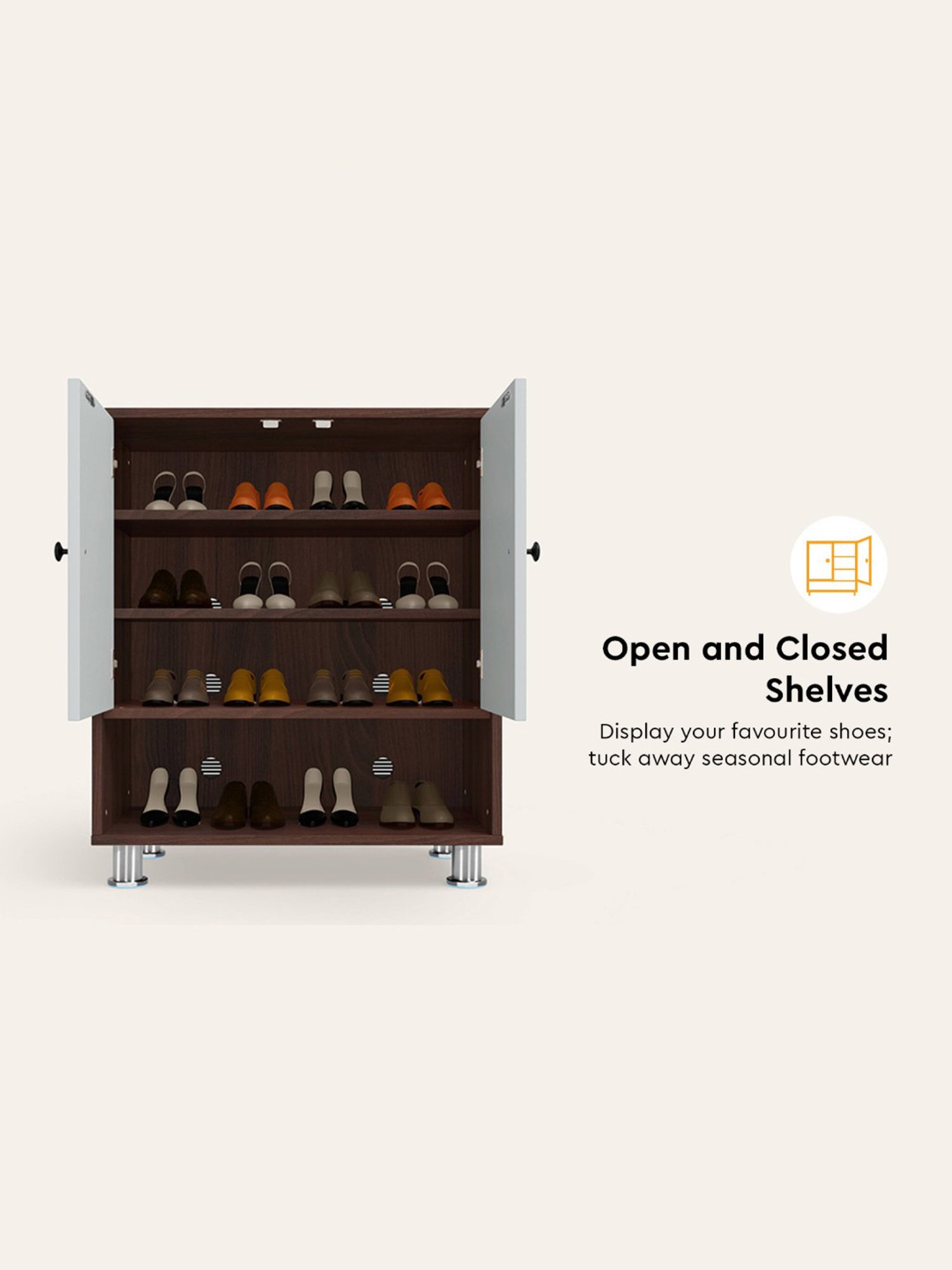 Godrej Interio Ewa Brown Engineered Wood Shoe Rack