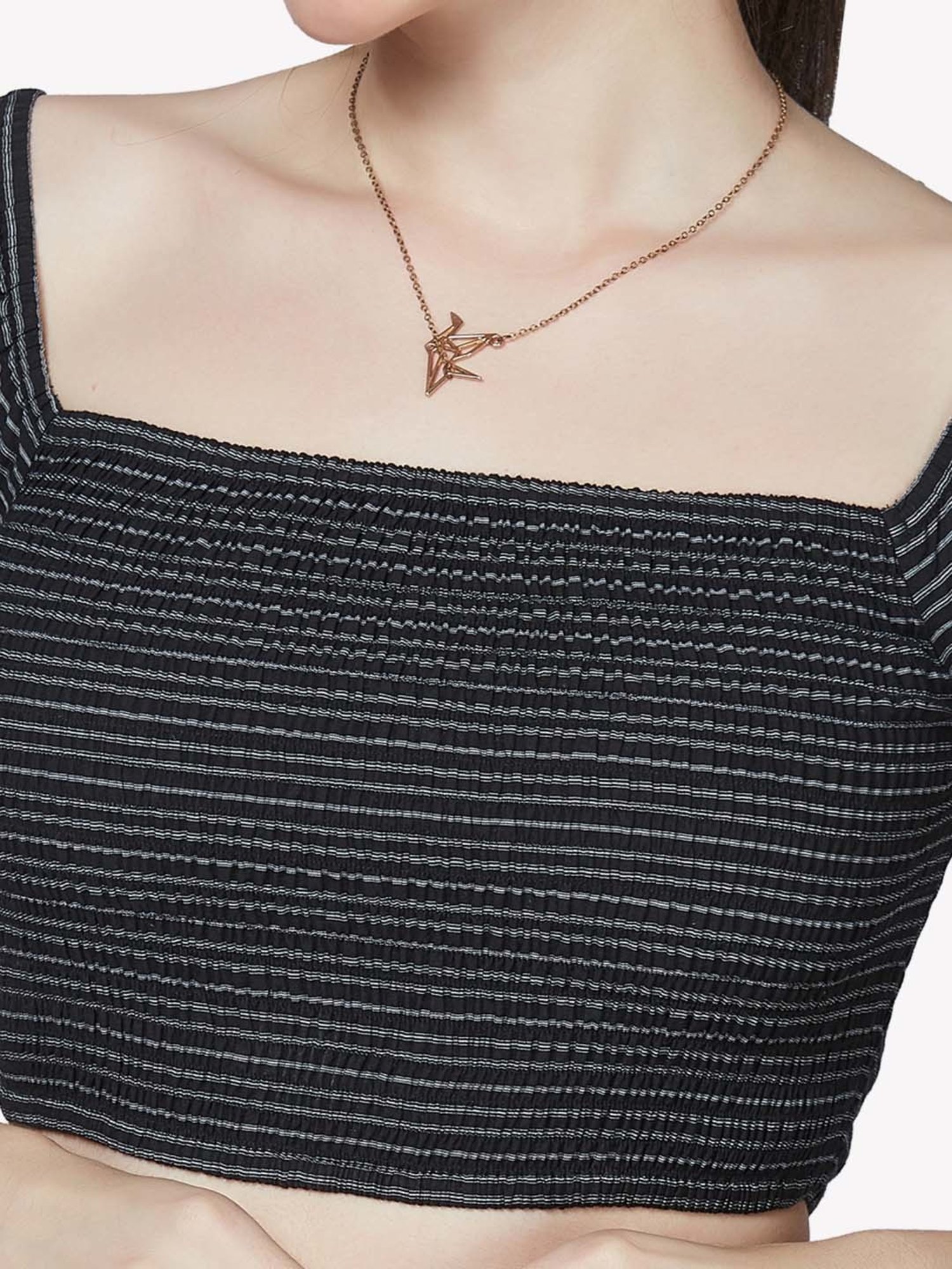 VASTRADO Black Striped Crop Top