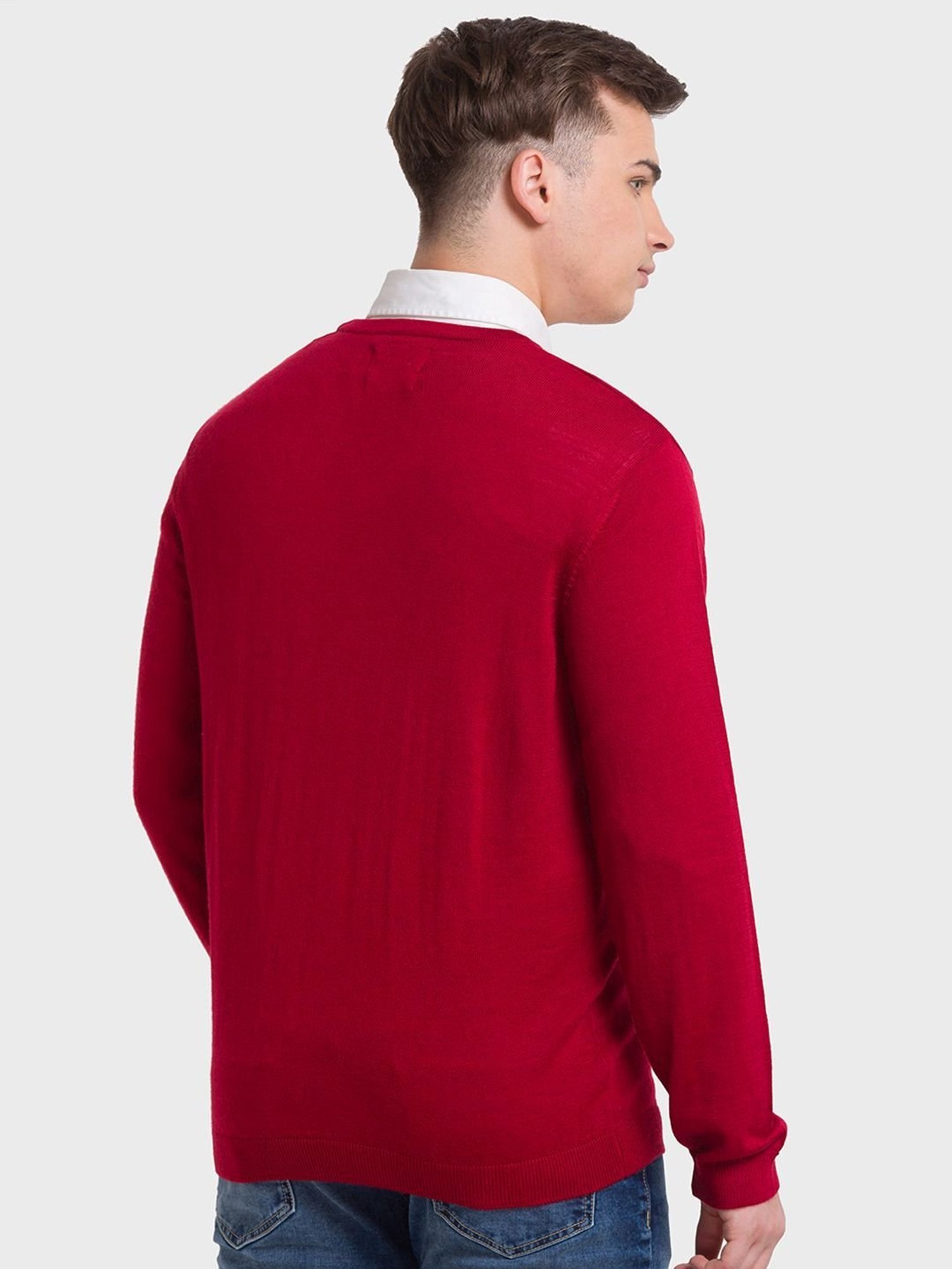 ColorPlus Red Tailored Fit Sweaters