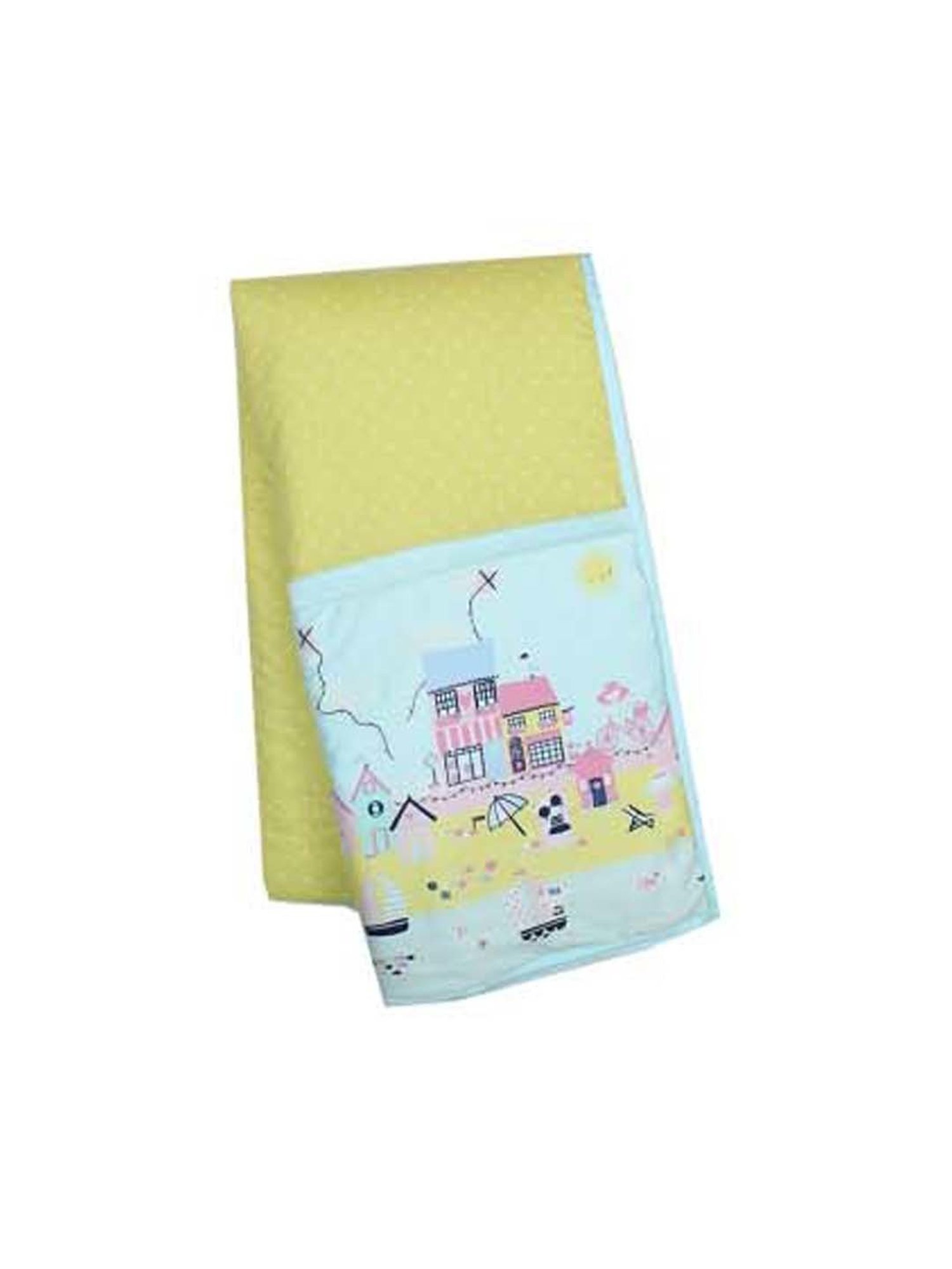 House This Shala Yellow & Blue 100% Cotton 180 TC Queen-Sized Quilt - Set of 1