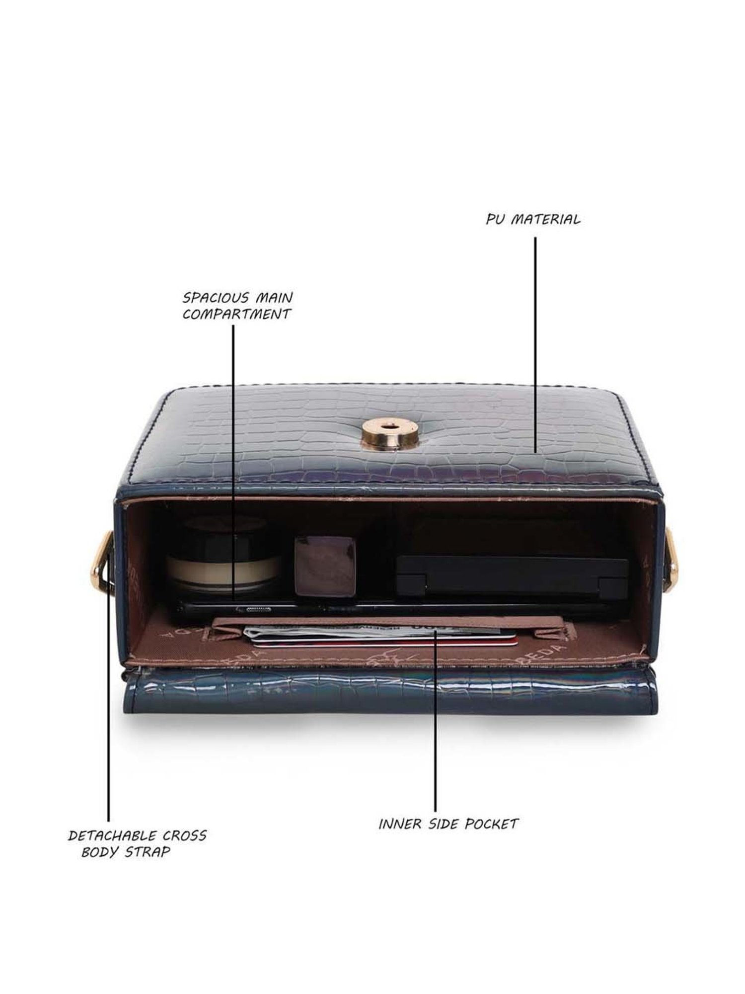 Esbeda Navy Textured Small Sling Handbag