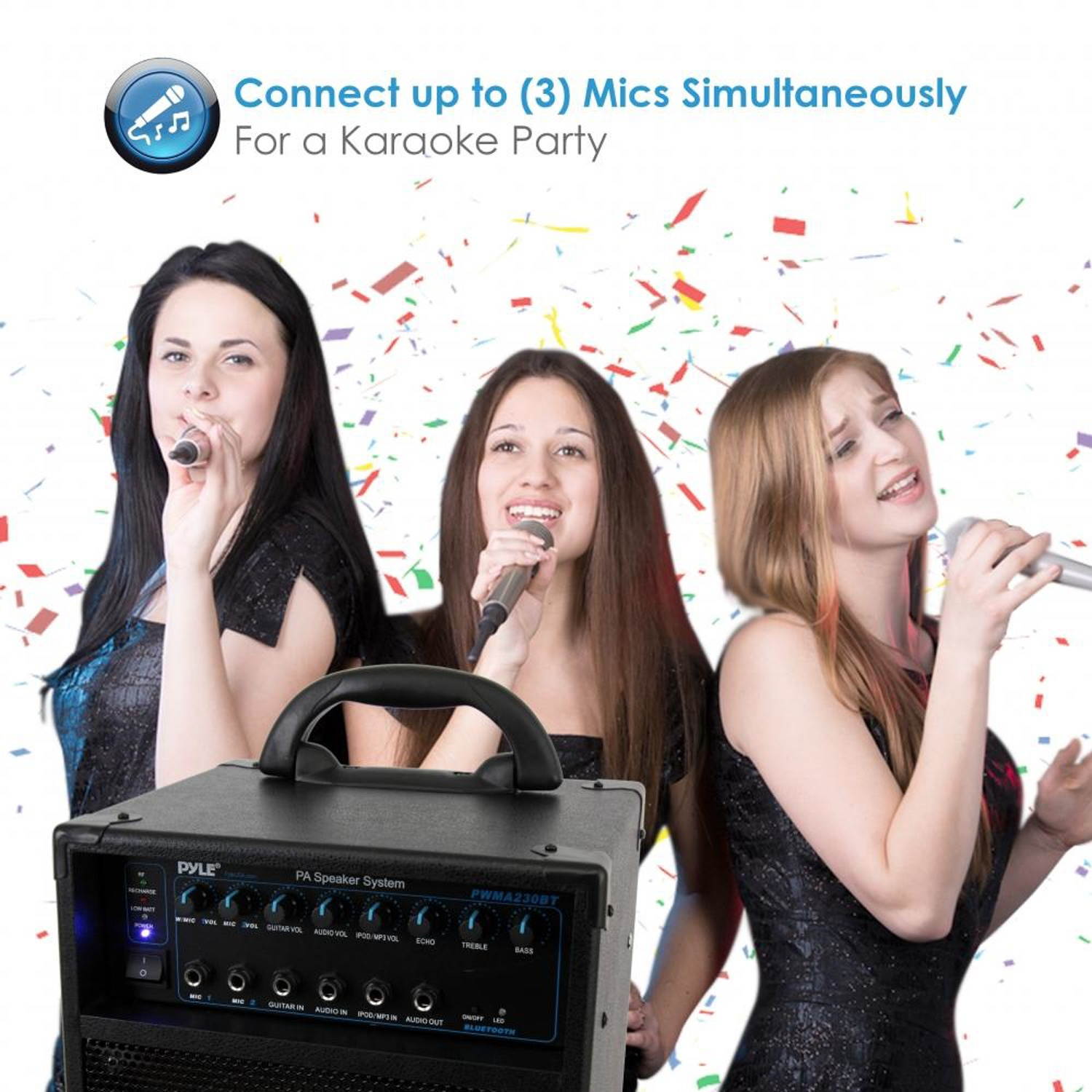 Pyle PWMA230BT 700 Watt Wireless Portable Bluetooth PA Speaker System (4 Pack)