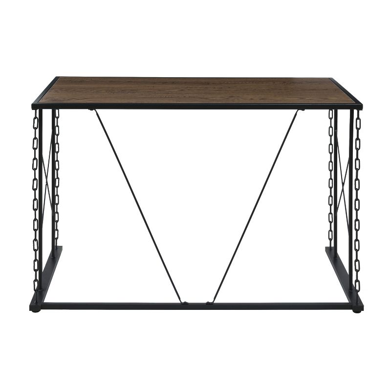 Folsom Ridge Writing Desk Black Steel Hickory Oak Wood Grain Finish Brown - OneSpace