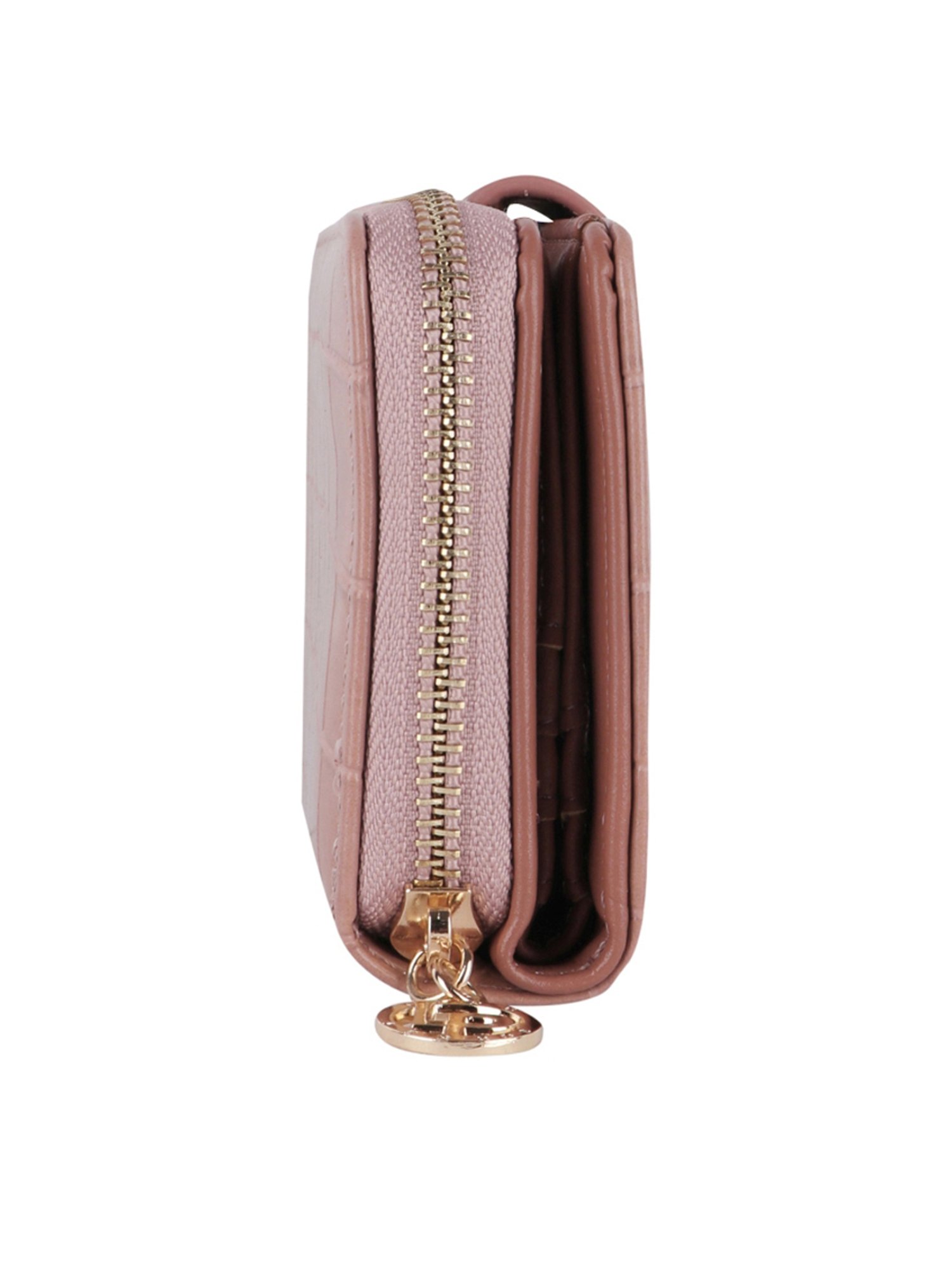 Lino Perros Pink Textured Zip Around Wallet for Women