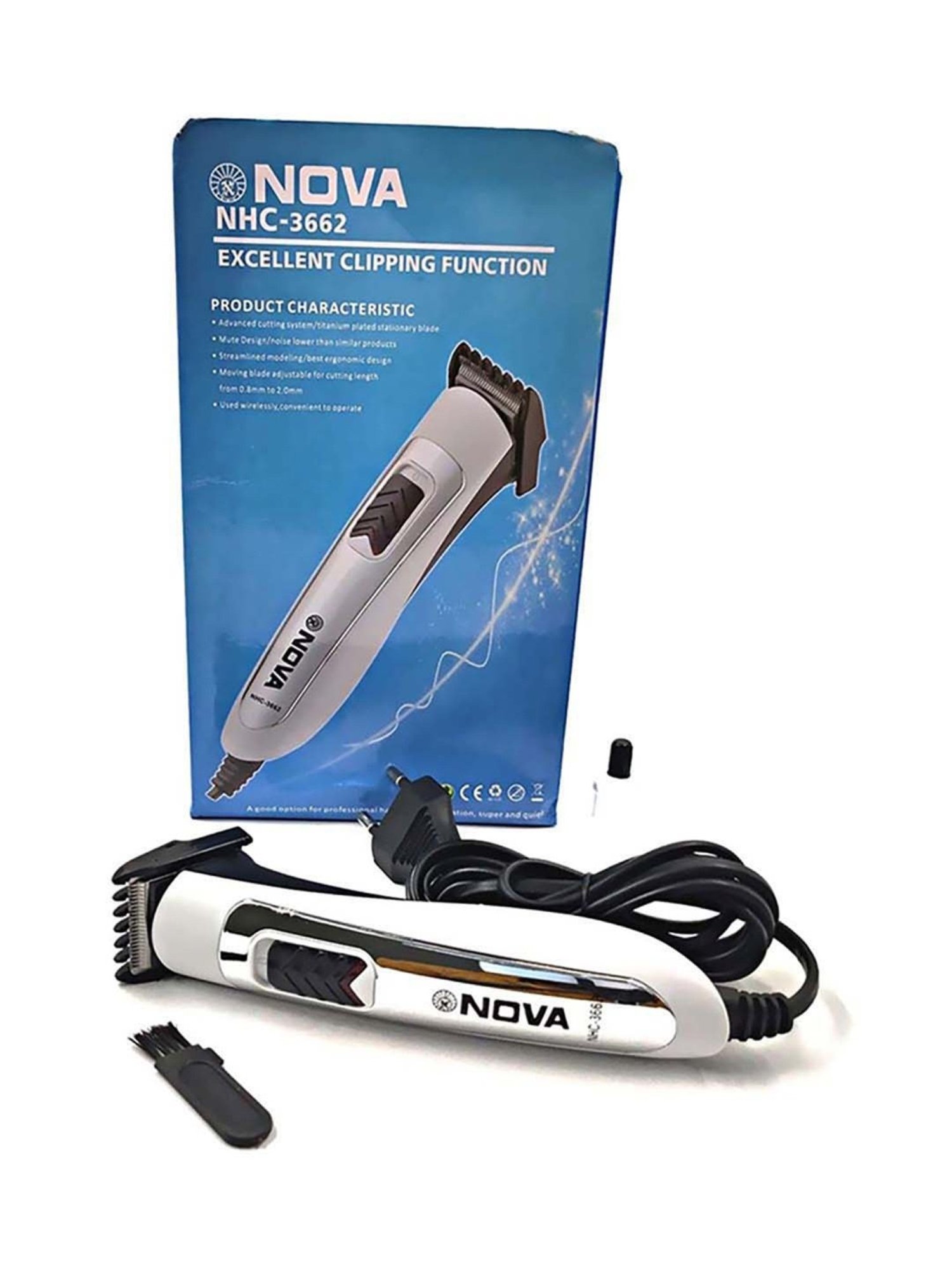 Nova NHC-3662 Corded Electric Trimmer - 45 Min Runtime (White)