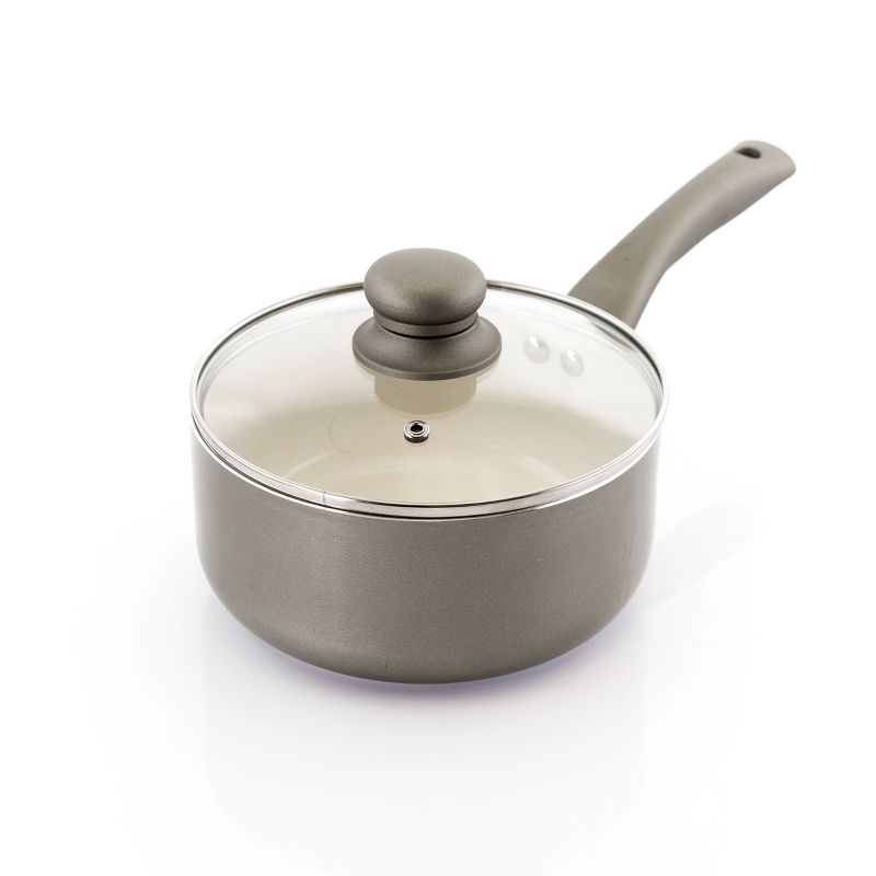 Oster Newcrest 8 Piece Ceramic Nonstick Aluminum Cookware Set with Soft Grip Handles