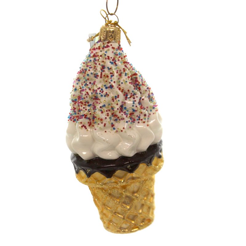 Holiday Ornaments 5.0" Ice Cream Cone With Sprinkles Soft Serve Vanilla Sprinkles  -  Tree Ornaments