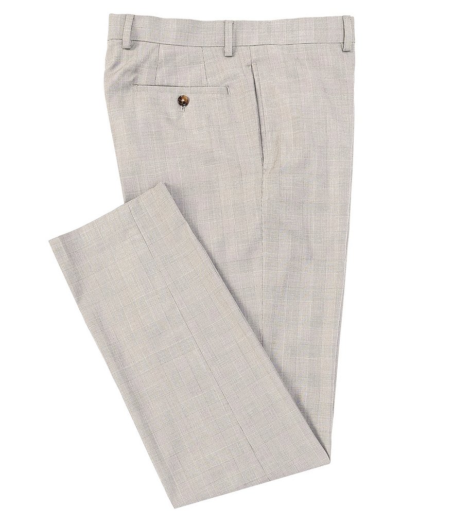 Hart Schaffner Marx Plaid Flat-Front Trouser Pants