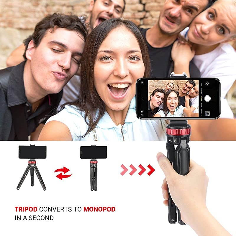 Tabletop Mini Tripod with 1/4 Screw and Thread for DSLR Cameras and Monopods, Made from CNC Aluminum - BUT2666