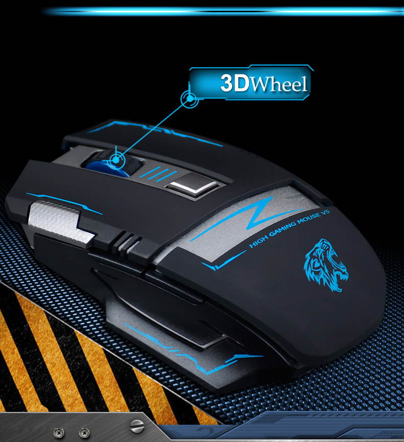 2.4G Wireless Rechargeable 2400DPI 6 Buttons Optical Usb Ergonomic Gaming Mouse