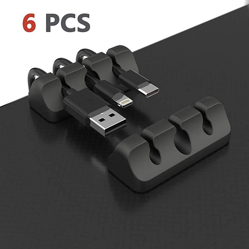 Cable Clips 6PCS Wall Wire Holder Desk Desktop Cord Management Charging USB Cable Organizer Black DM03