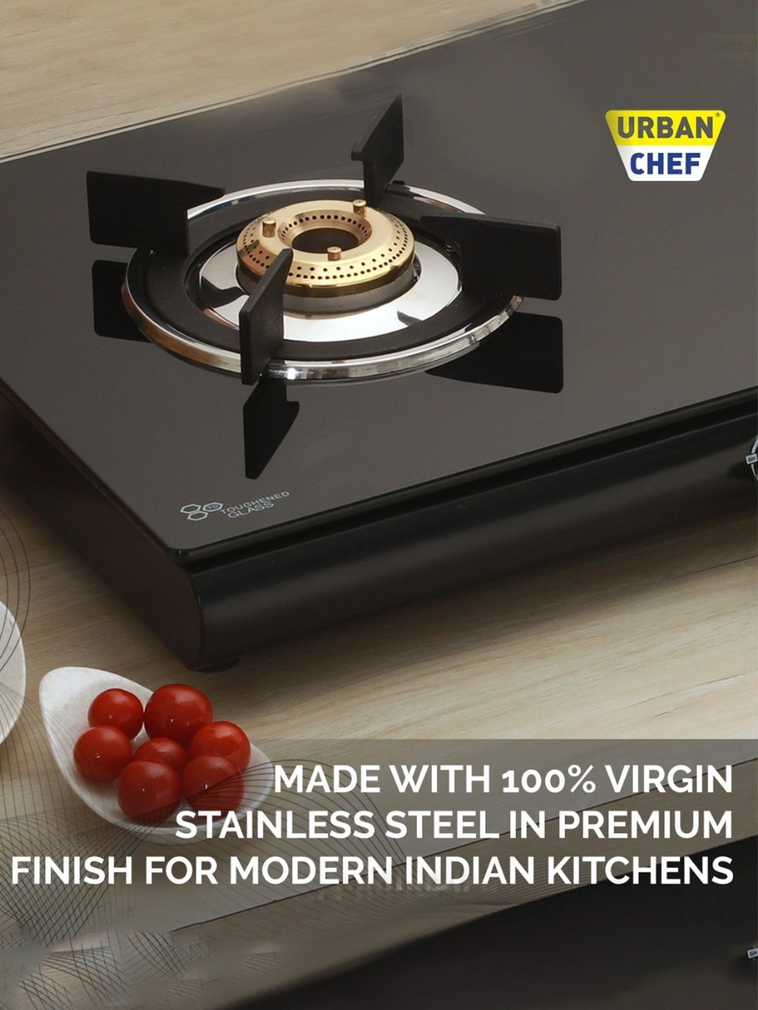 Urban Chef Gas Stove with 2 Burners ( Black )